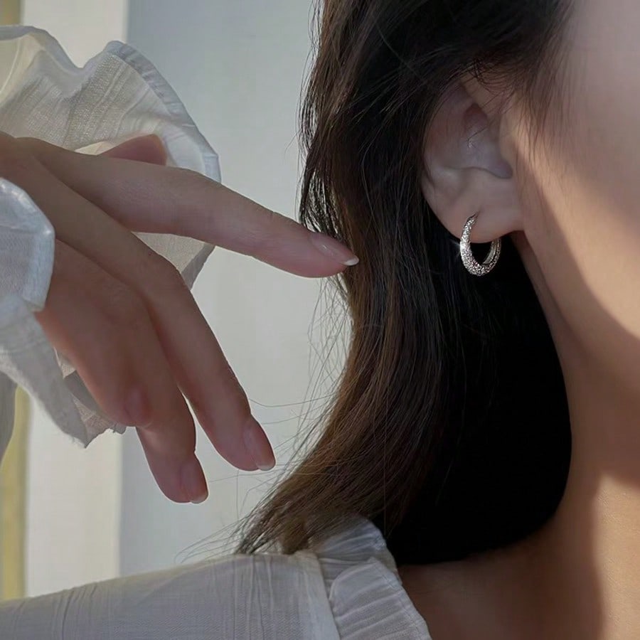 Silver Texture Stud Earrings