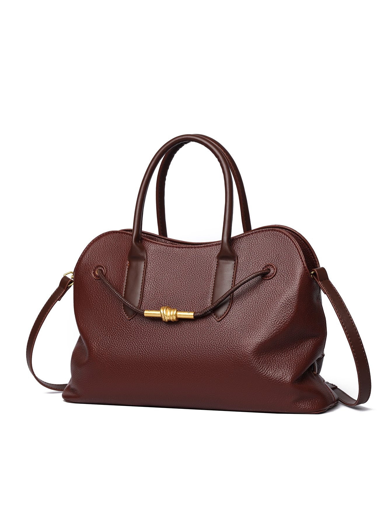 Burgundy Solid Handbag with Zip