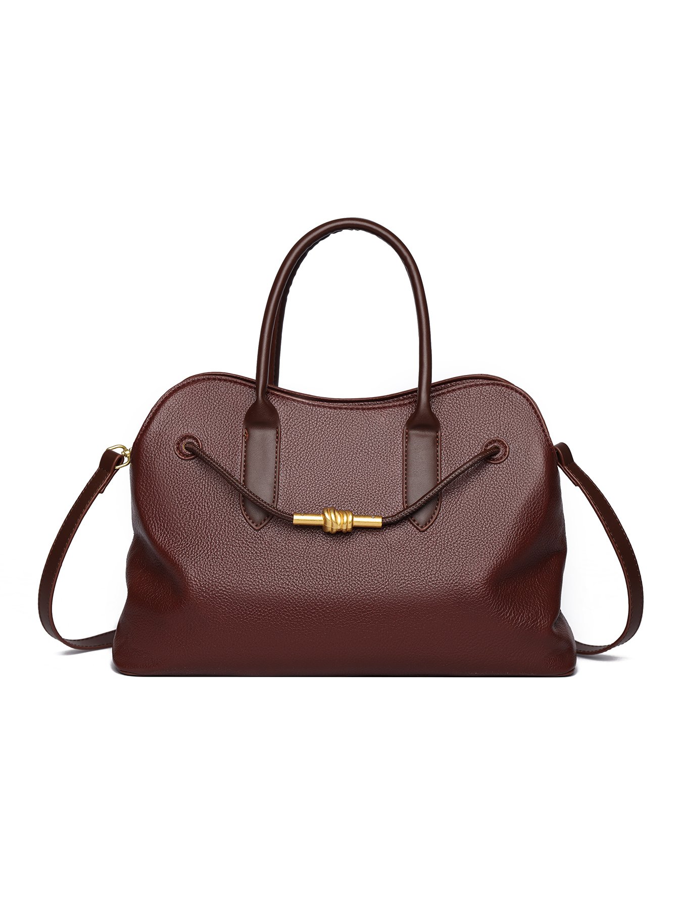 Burgundy Solid Handbag with Zip