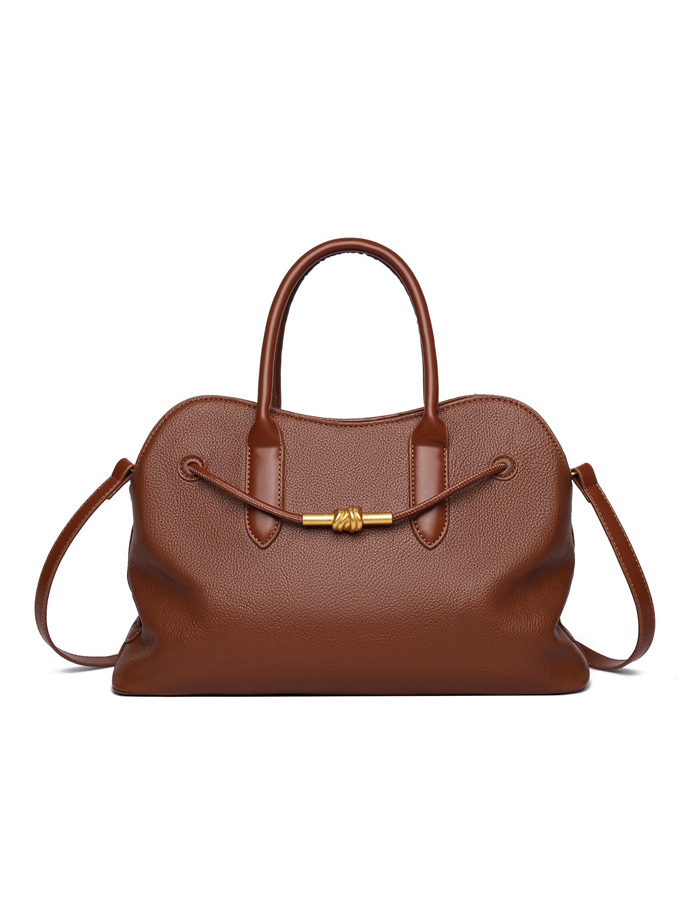 Brown Solid Shoulder Bag with Zip