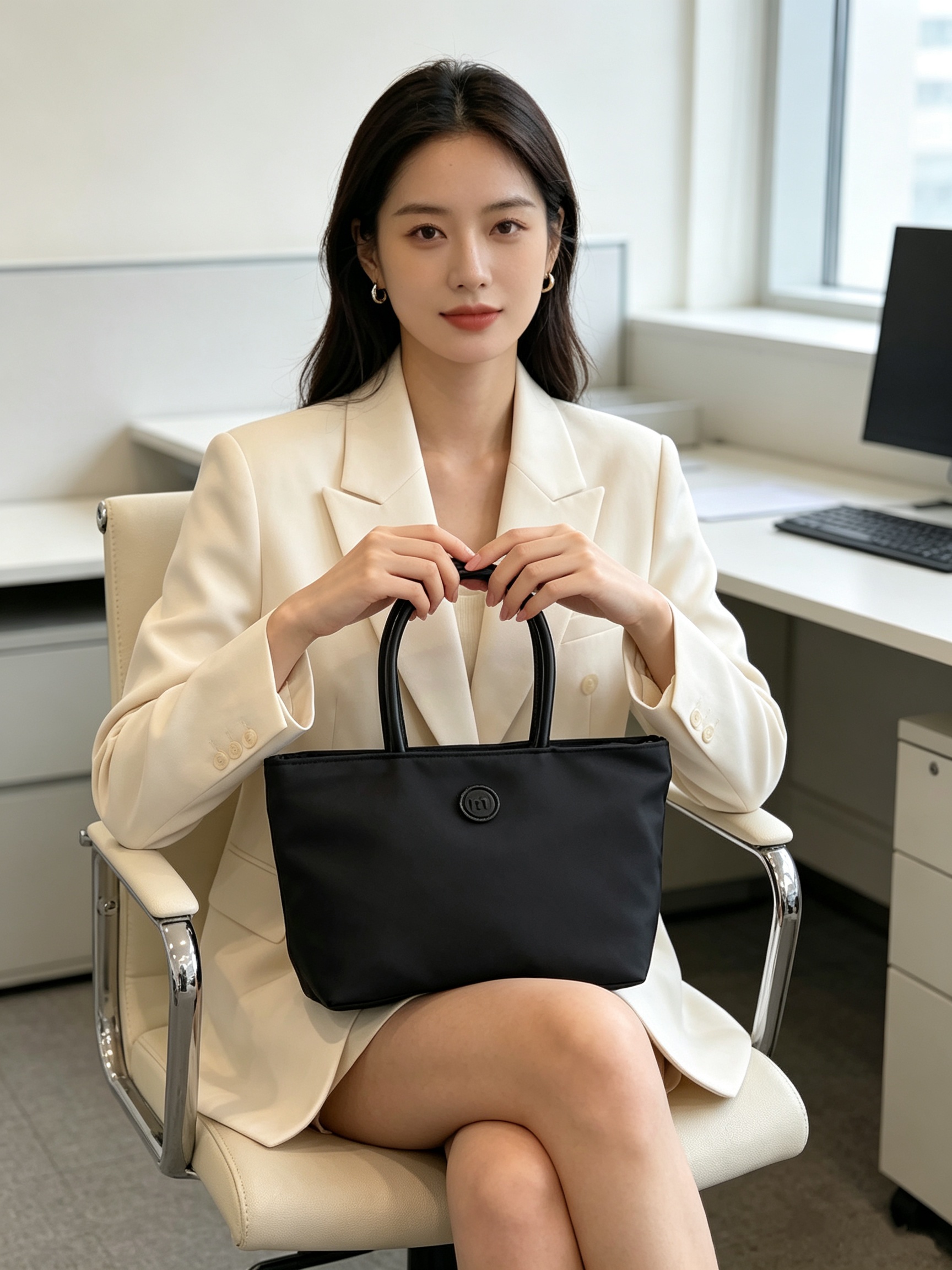 Black Solid Mini Bag with Zip