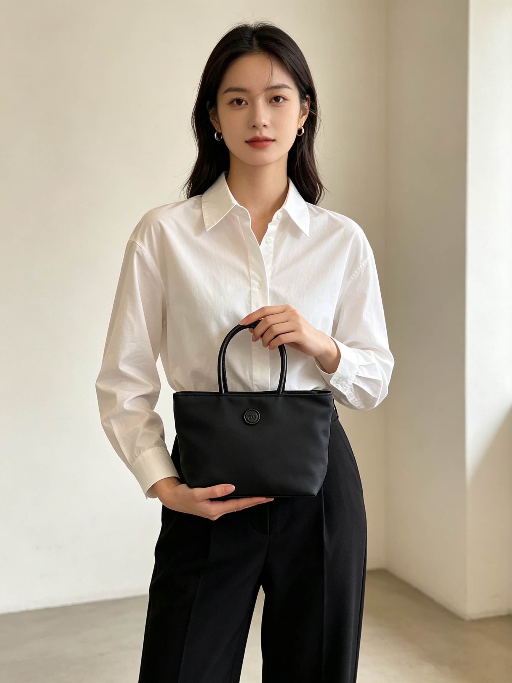 Black Solid Mini Bag with Zip