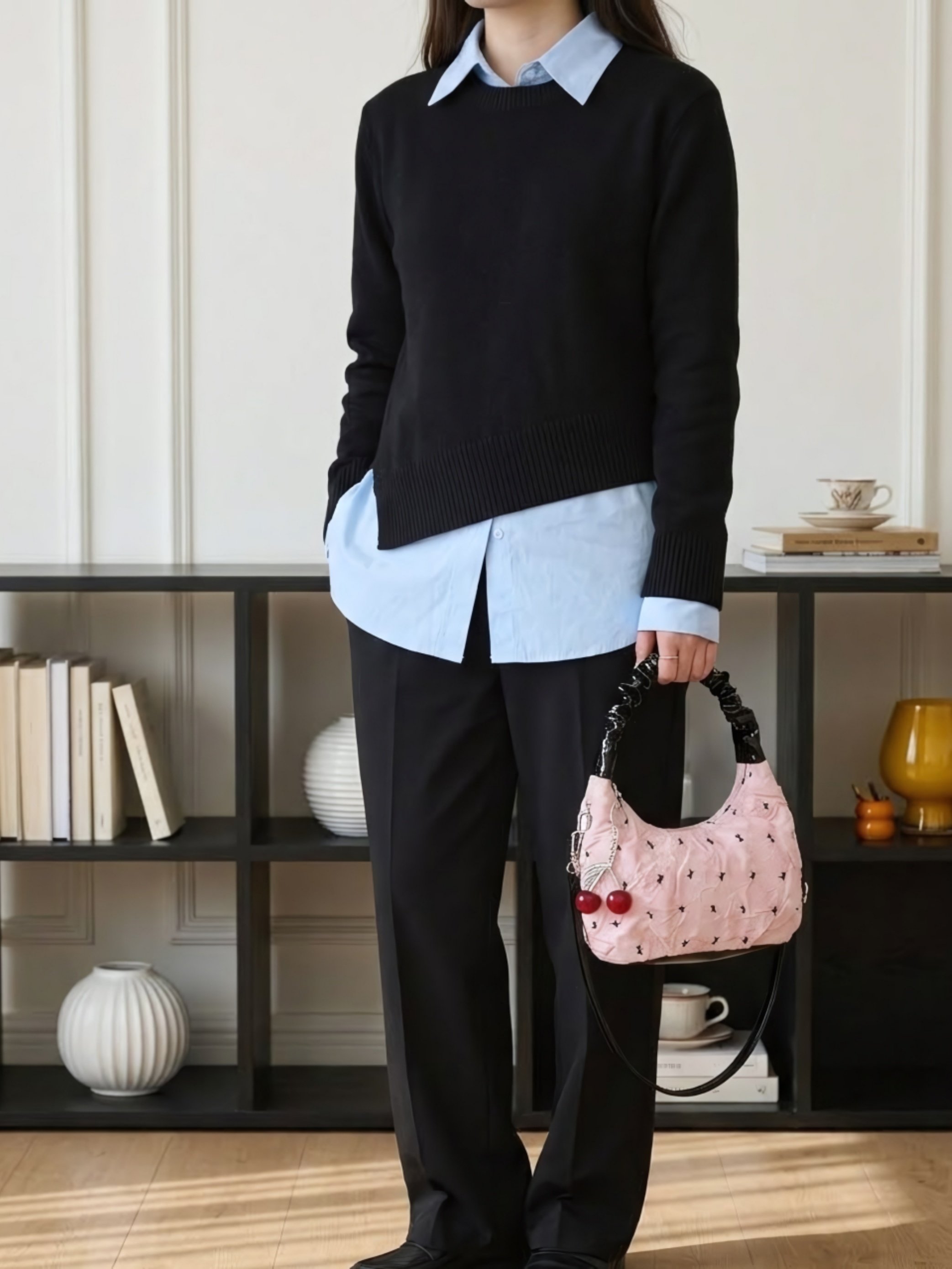 Pink Printed Handbag with Zip