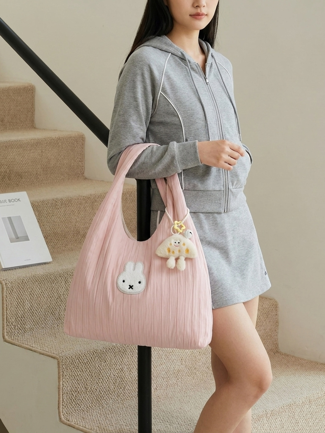 Pink Texture Handbag 