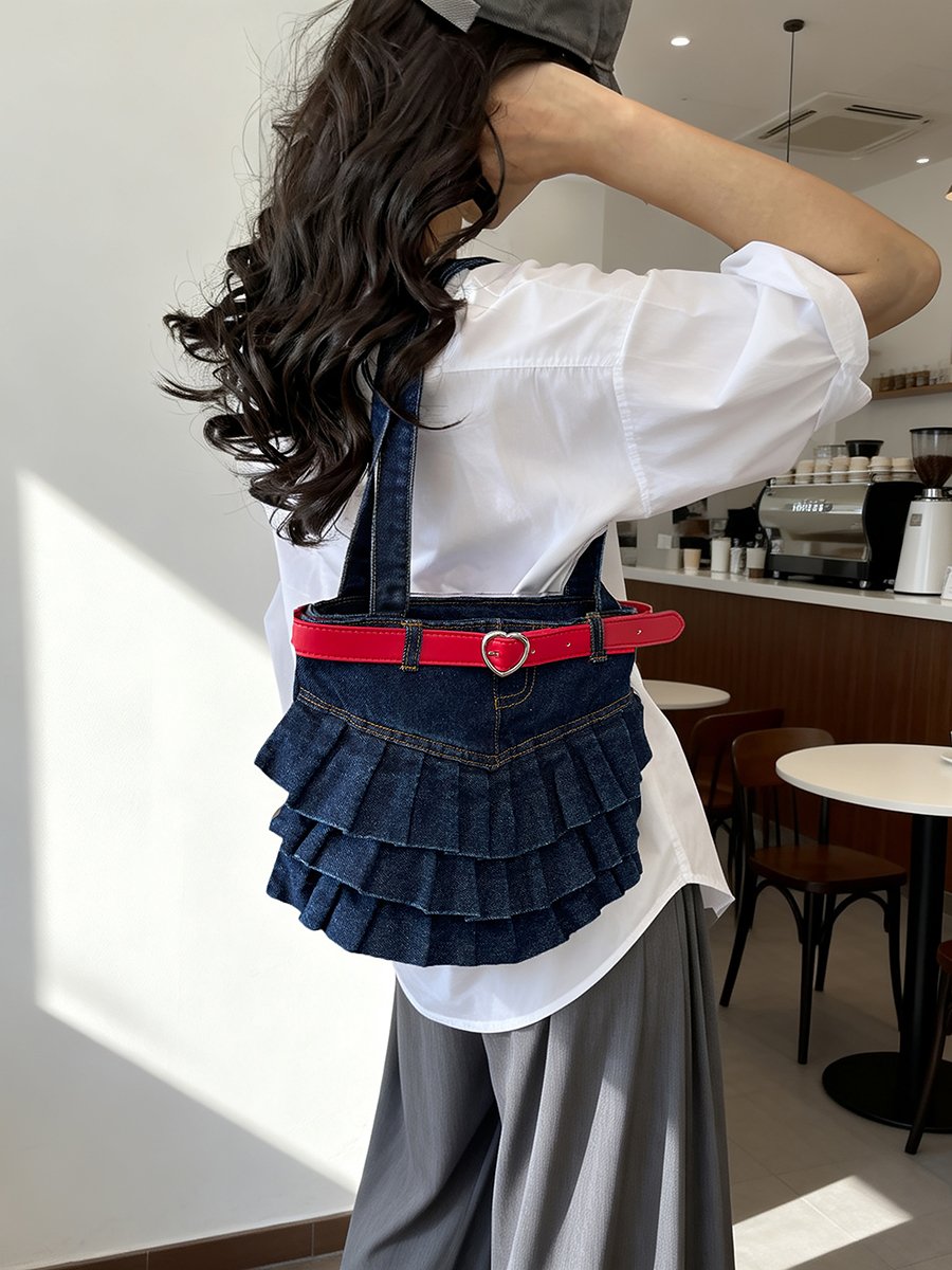 Dark Blue Solid Shoulder Bag with Zip