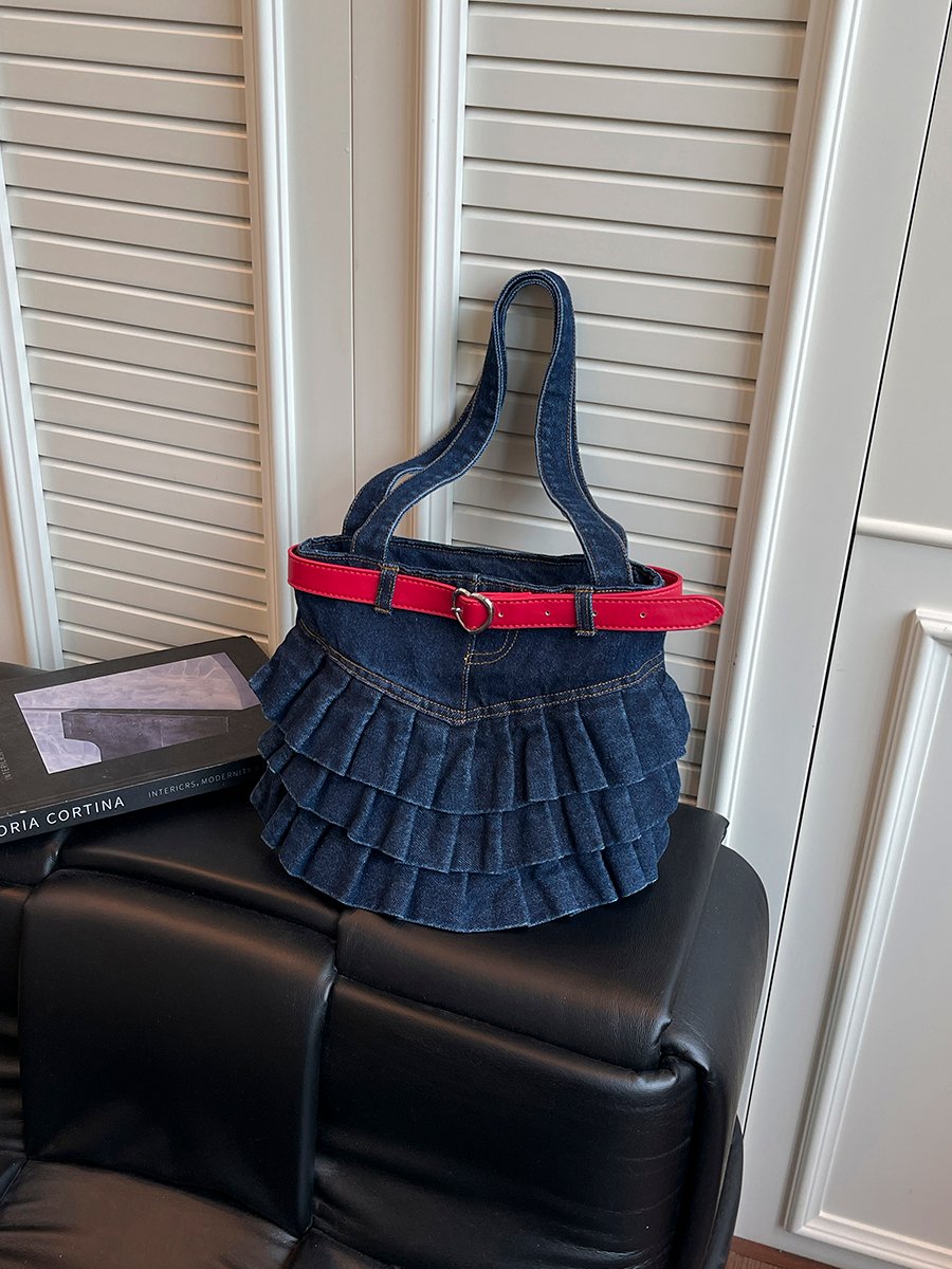 Dark Blue Solid Shoulder Bag with Zip