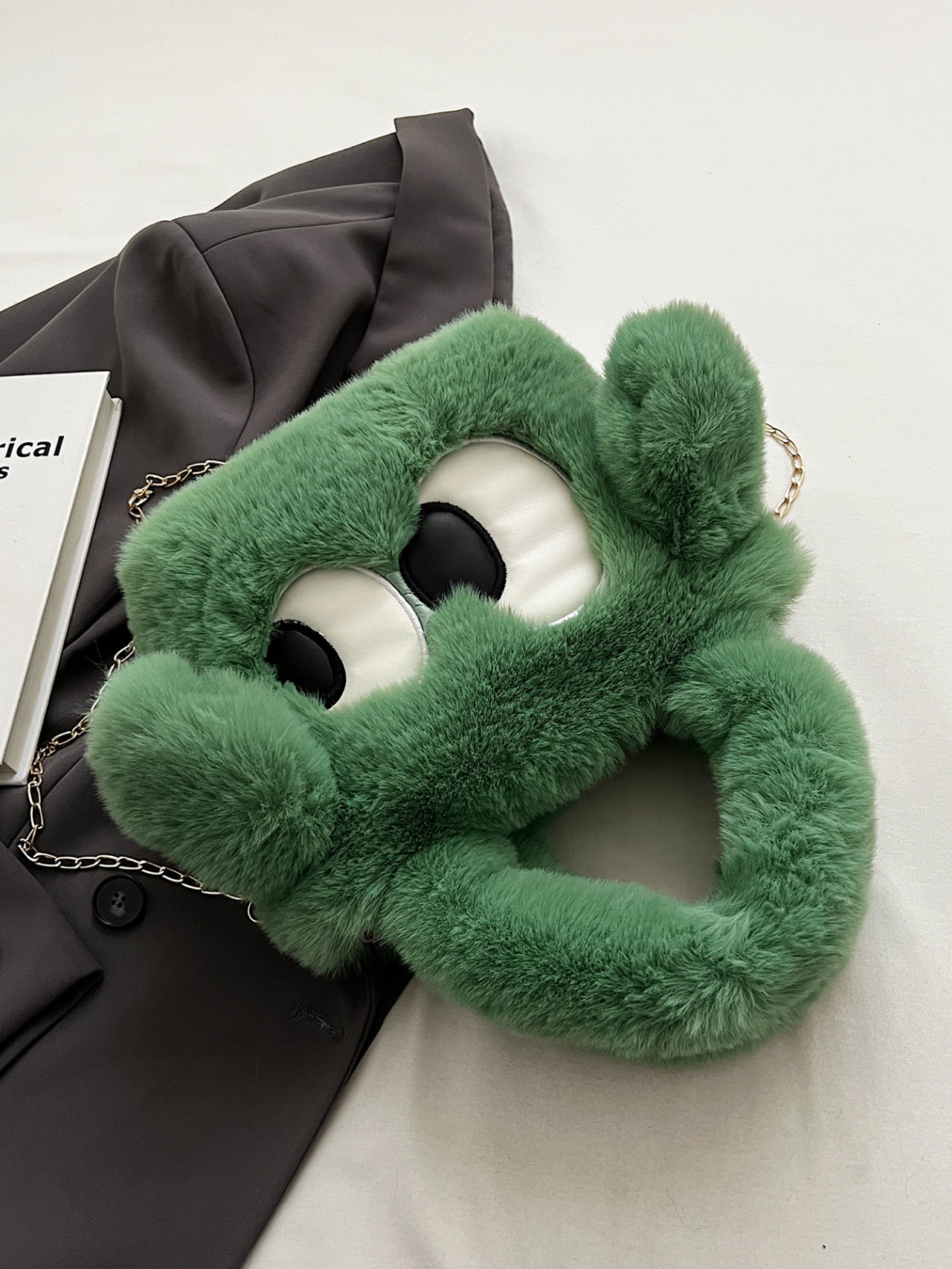 Green Plush Monster Crossbody Bag