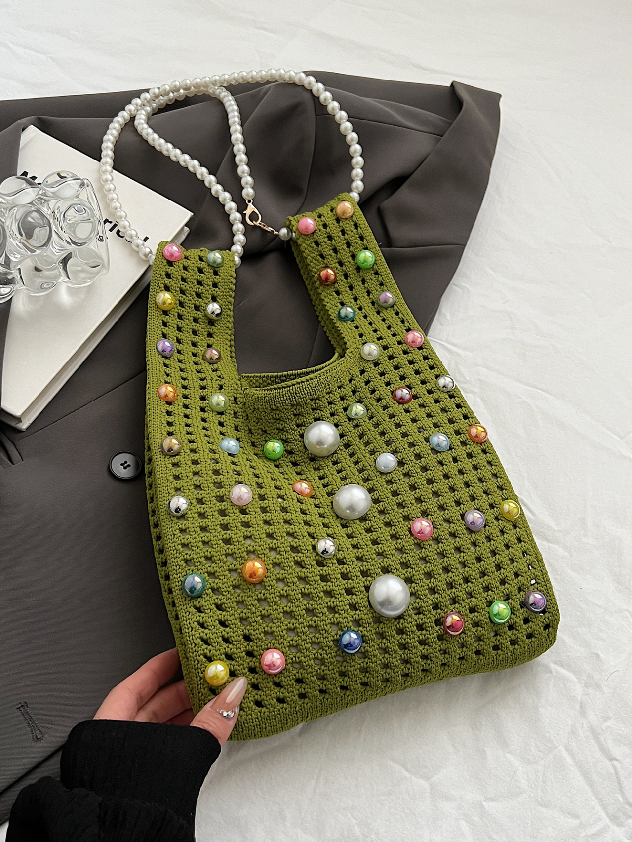 Green Texture Shoulder Bag 