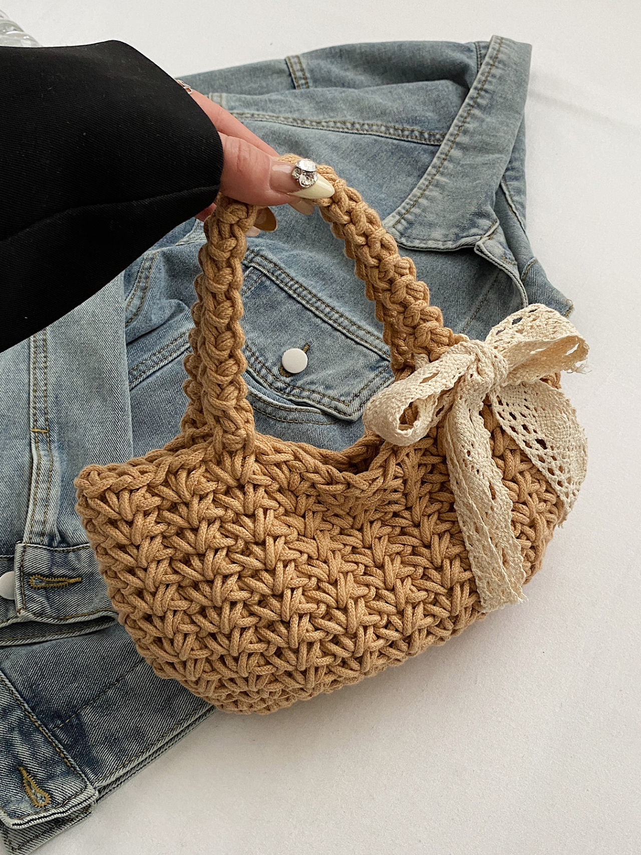 Khaki Texture Handbag 