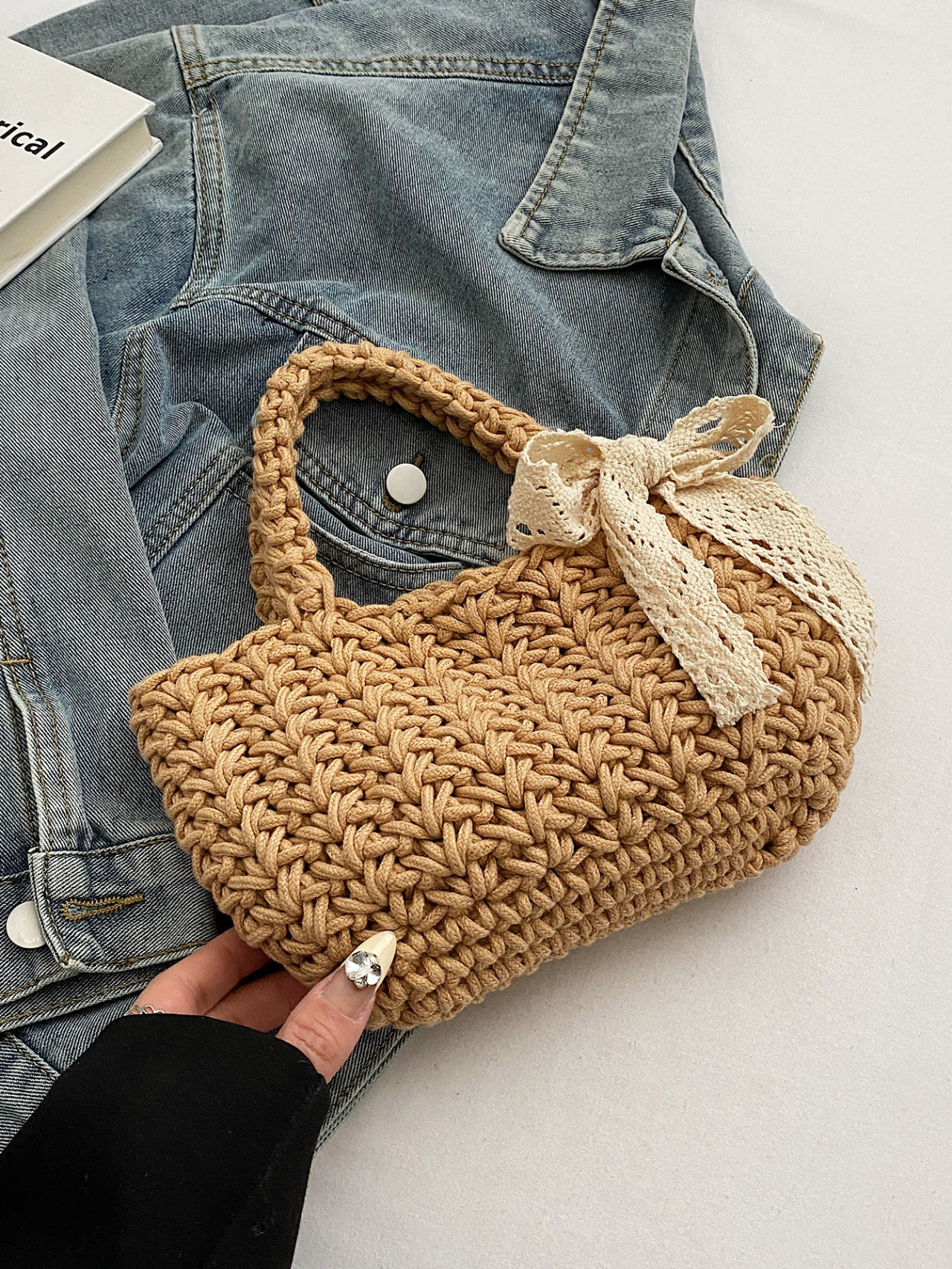 Khaki Texture Handbag 