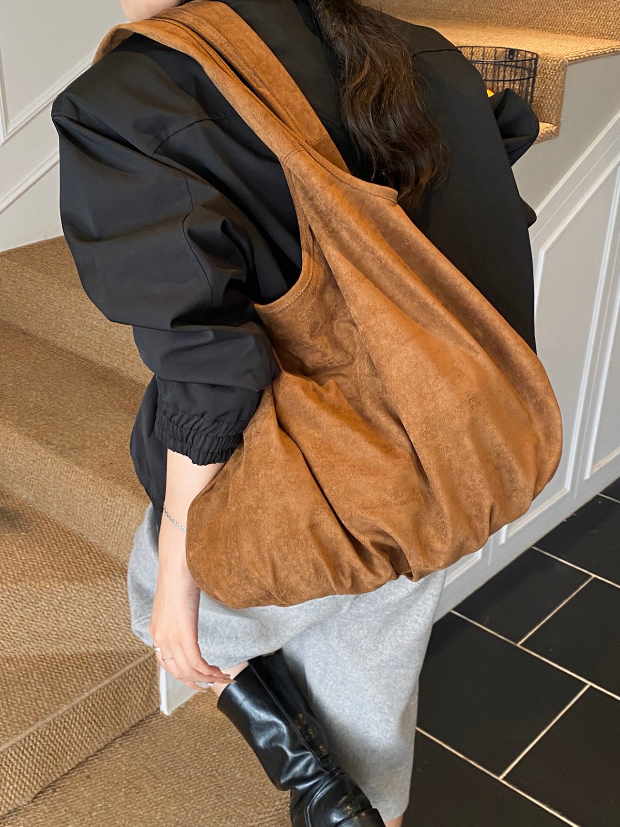 Brown Solid Shoulder Bag 