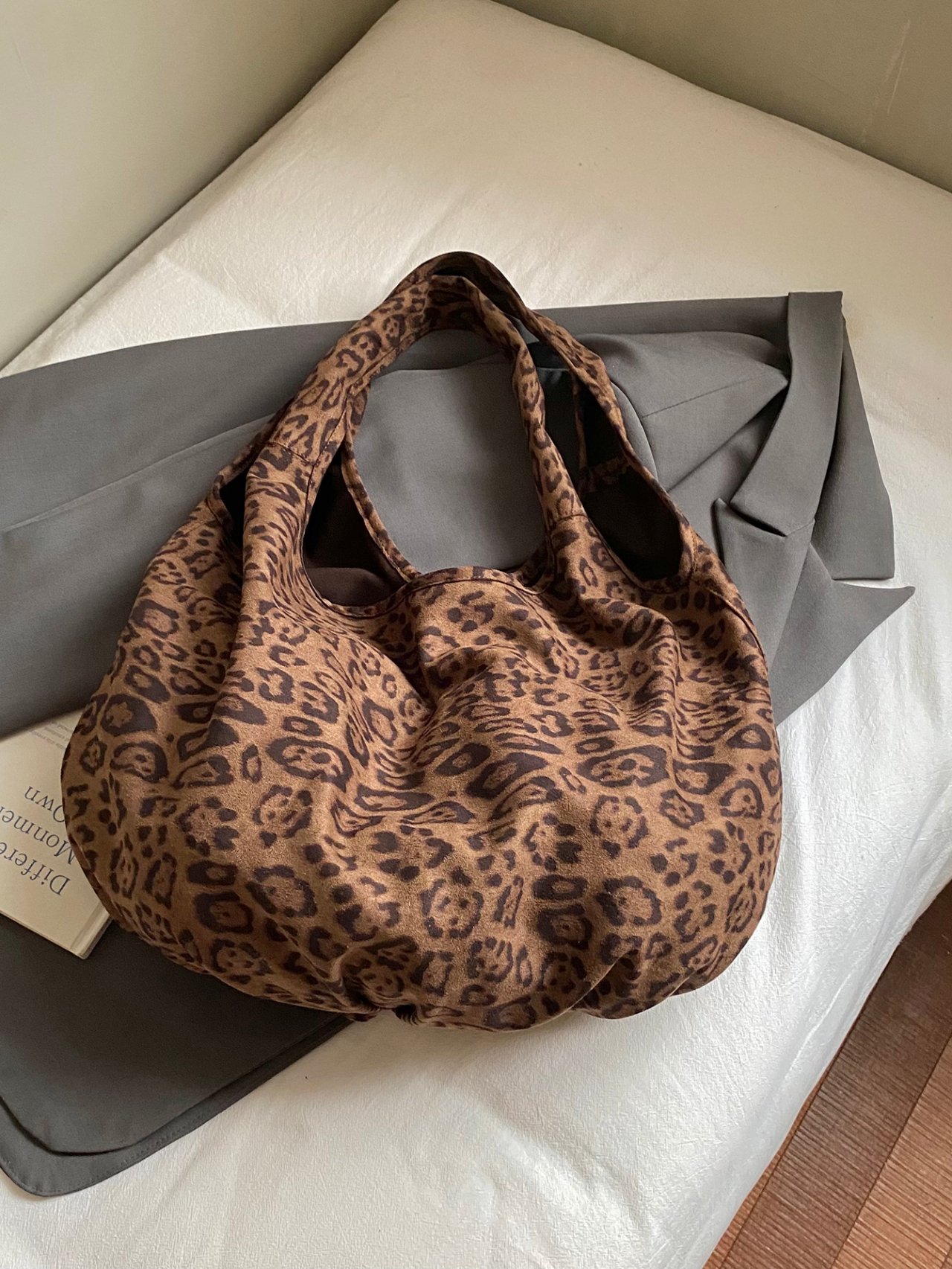 Khaki Printed Shoulder Bag 