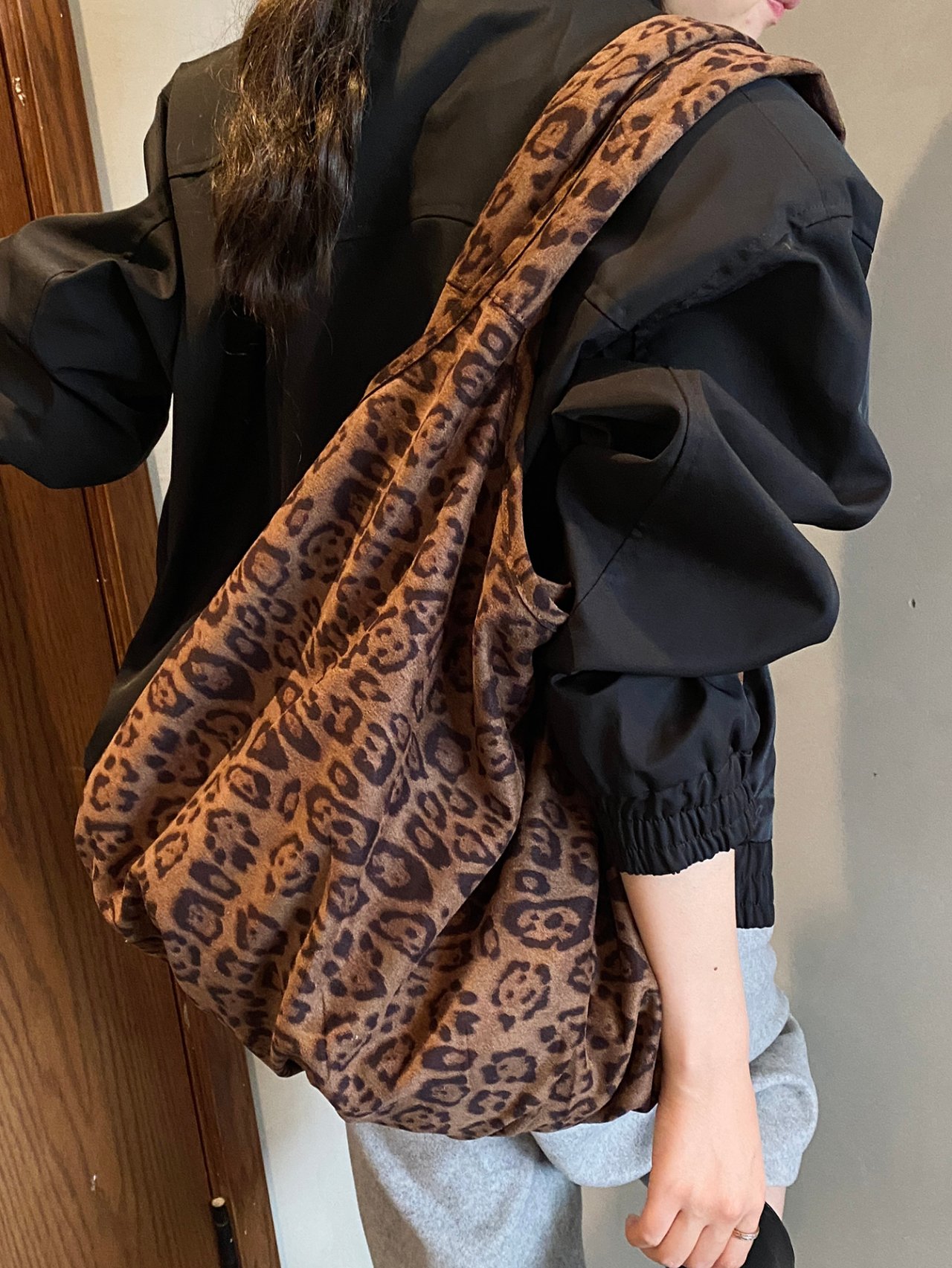 Khaki Printed Shoulder Bag 