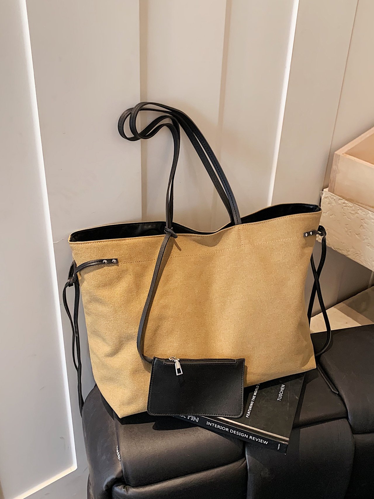 Khaki Solid Shoulder Bag 