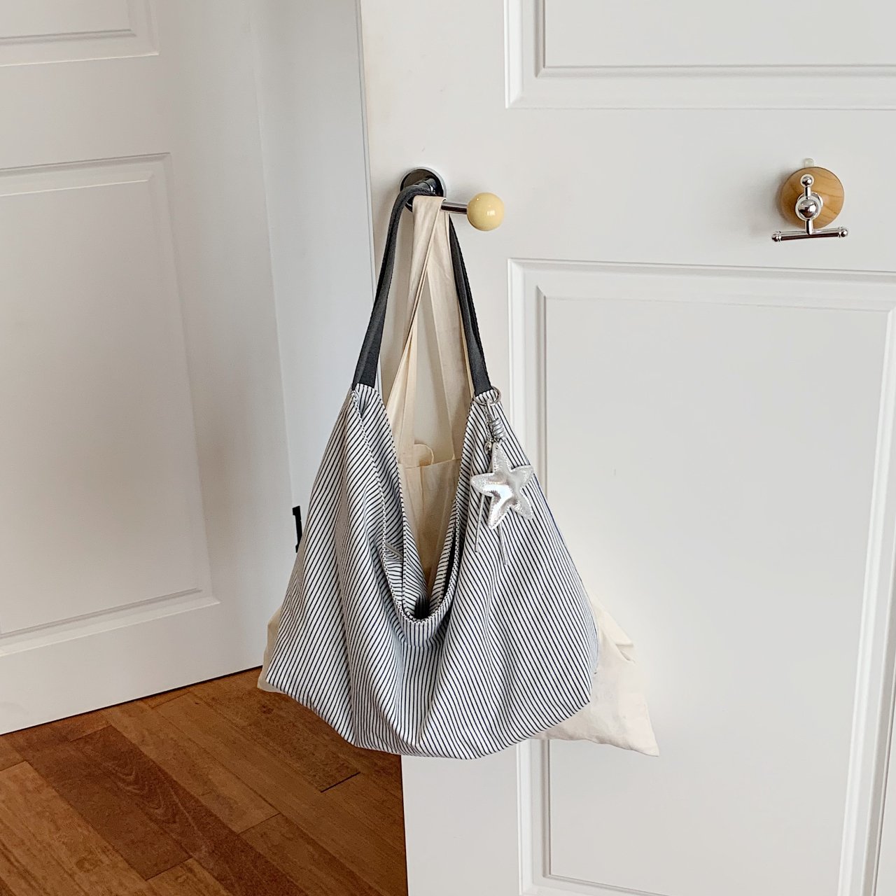 White Striped Shoulder Bag 