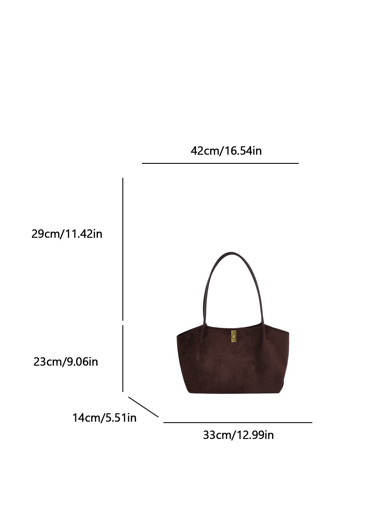 Coffee Brown Solid Shoulder Bag with Push Lock
