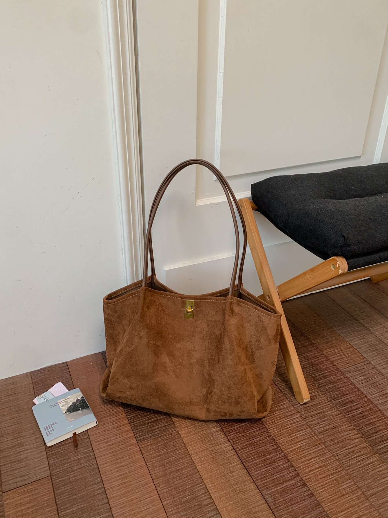 Brown Solid Shoulder Bag with Push Lock