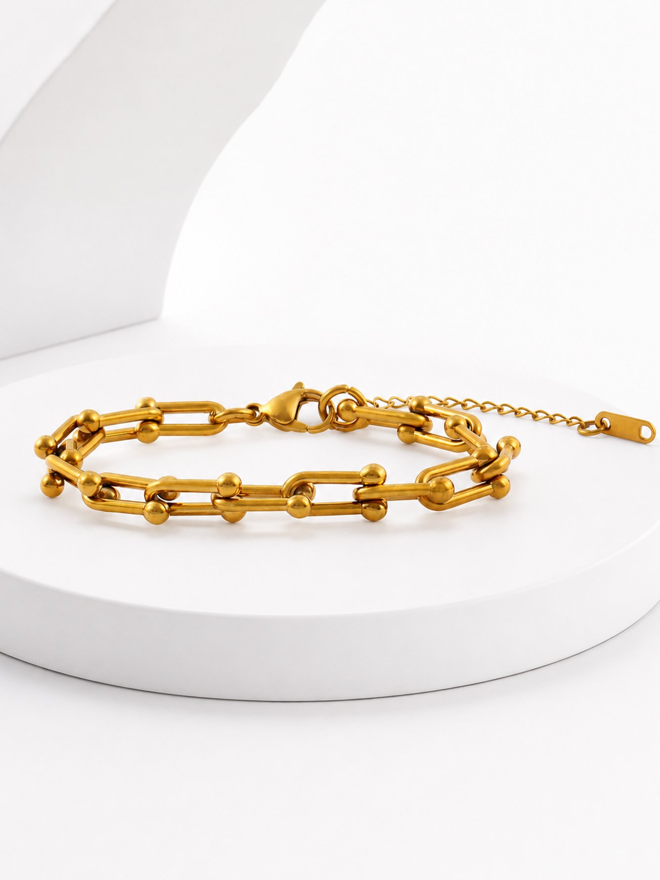 Gold Solid Link Bracelet