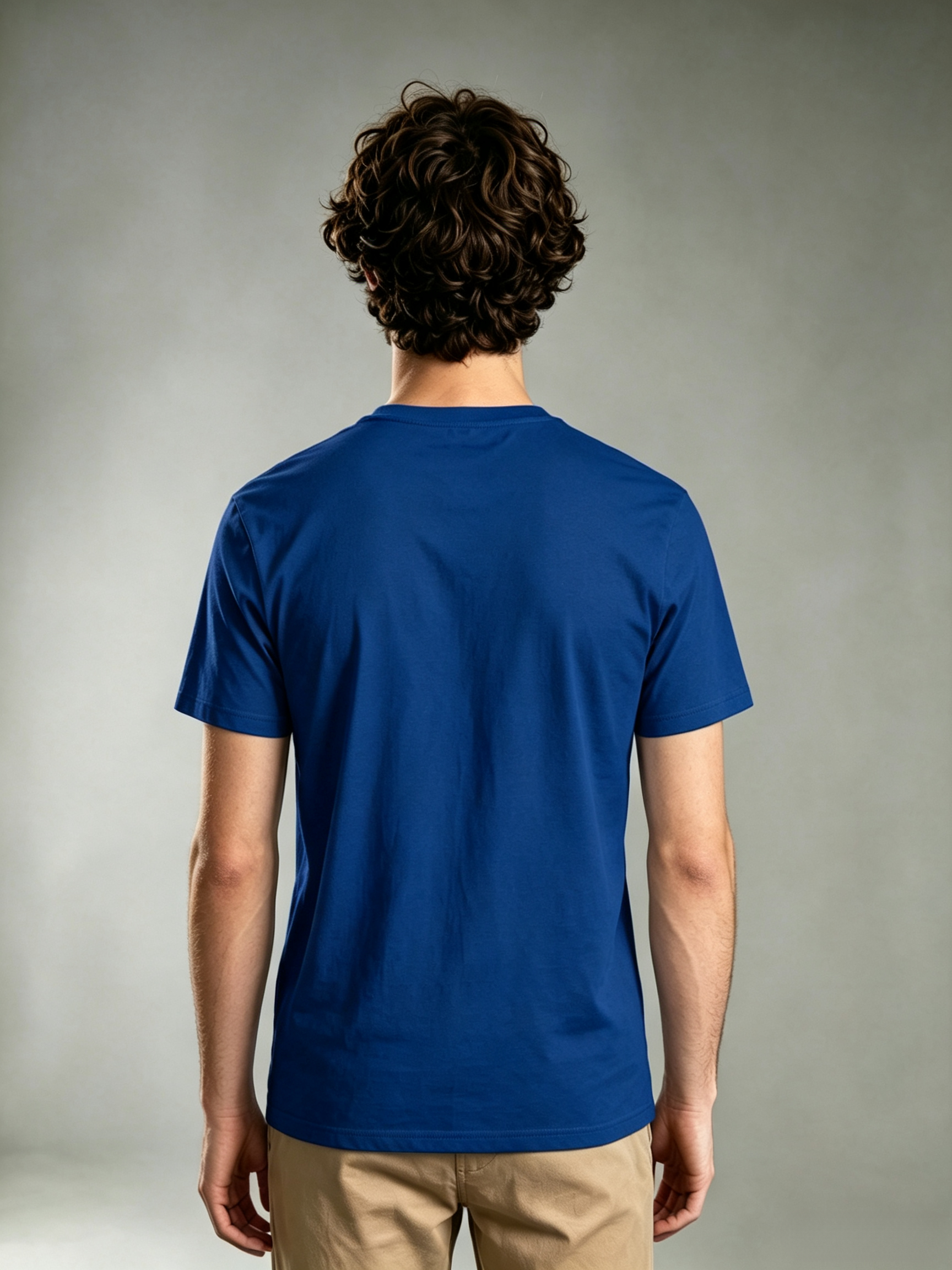 Medium Blue Solid Round Neck Regular T-Shirt
