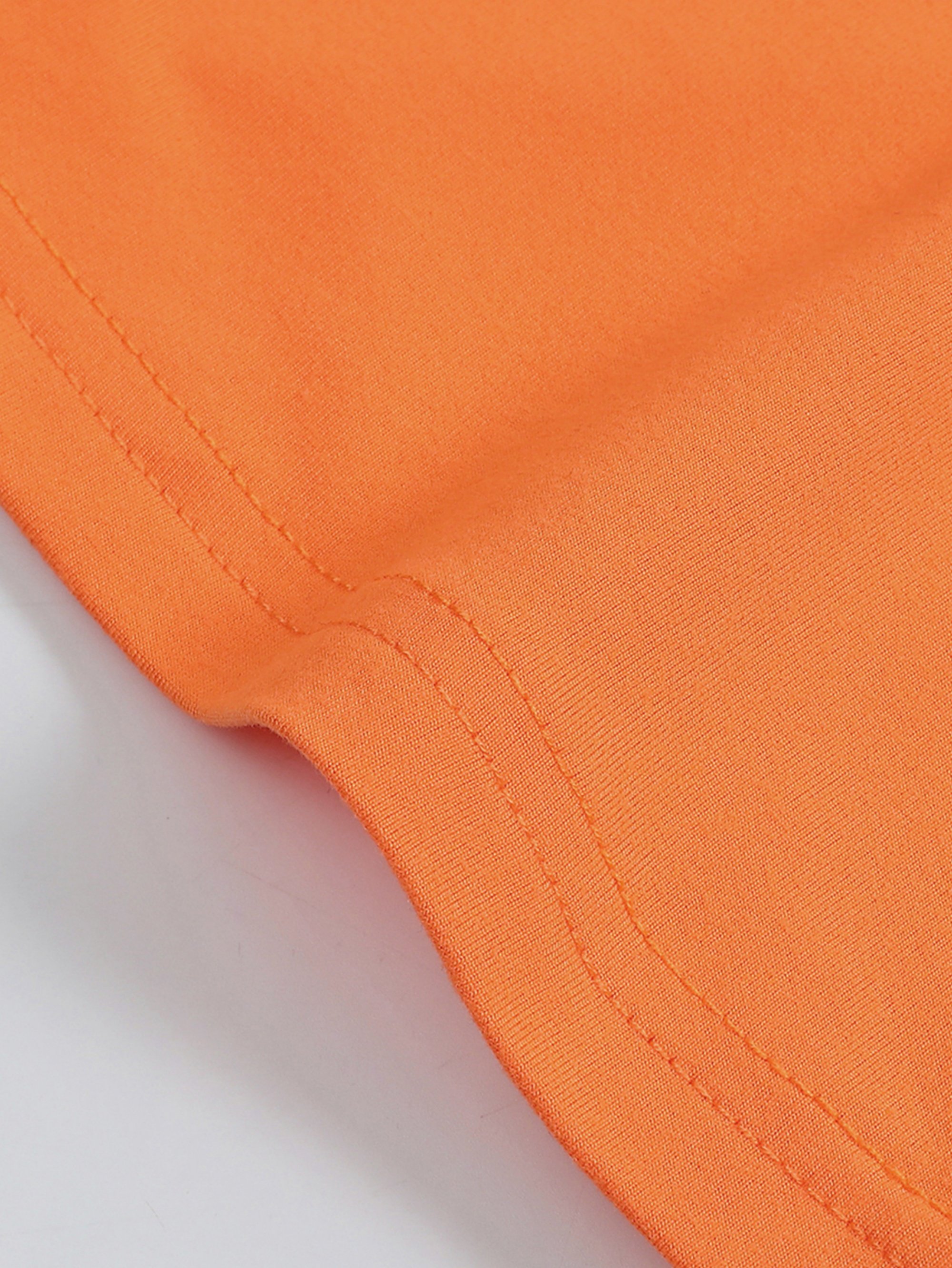 Orange Solid Round Neck Regular T-Shirt