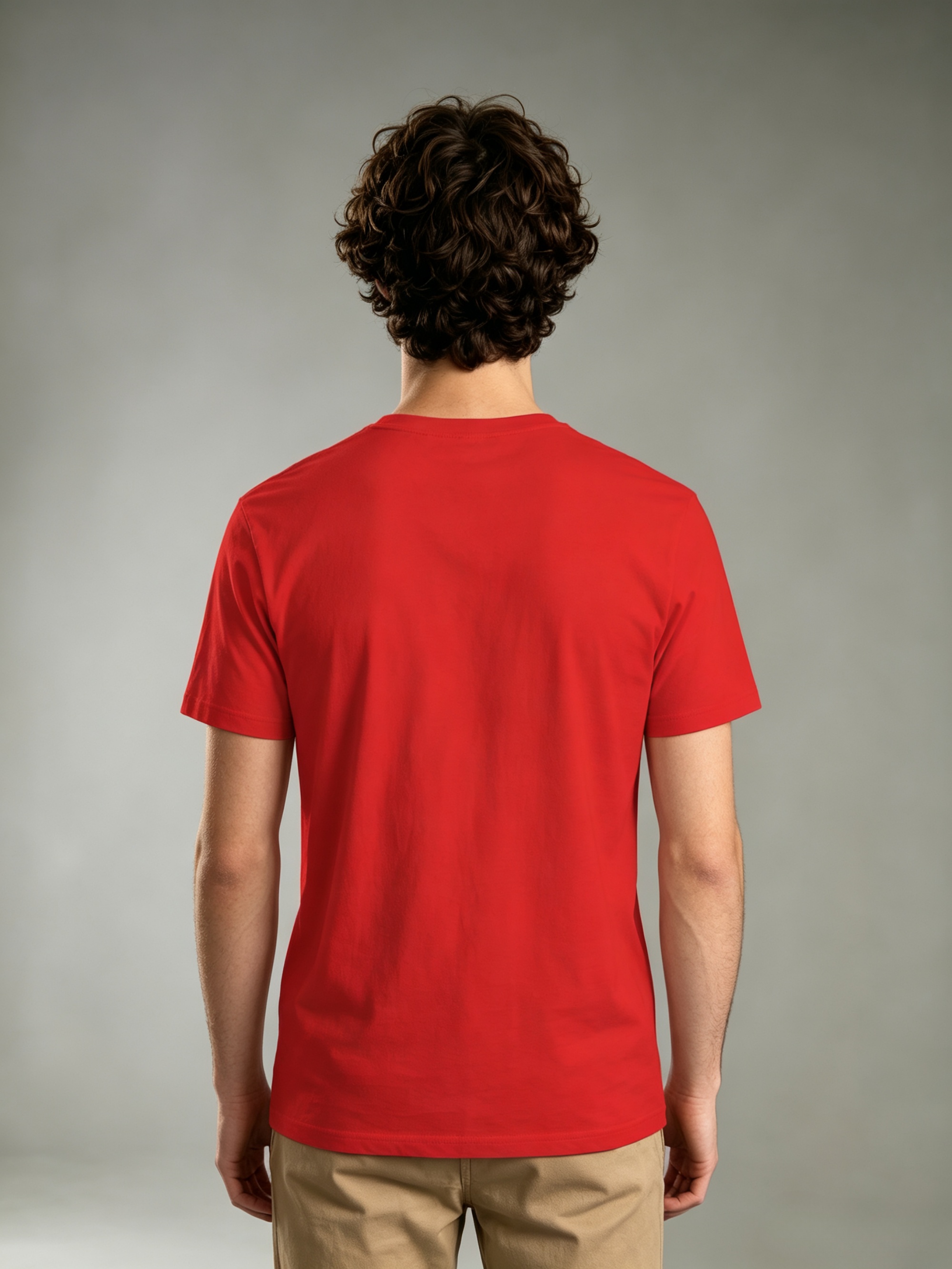 Red Solid Round Neck Regular T-Shirt