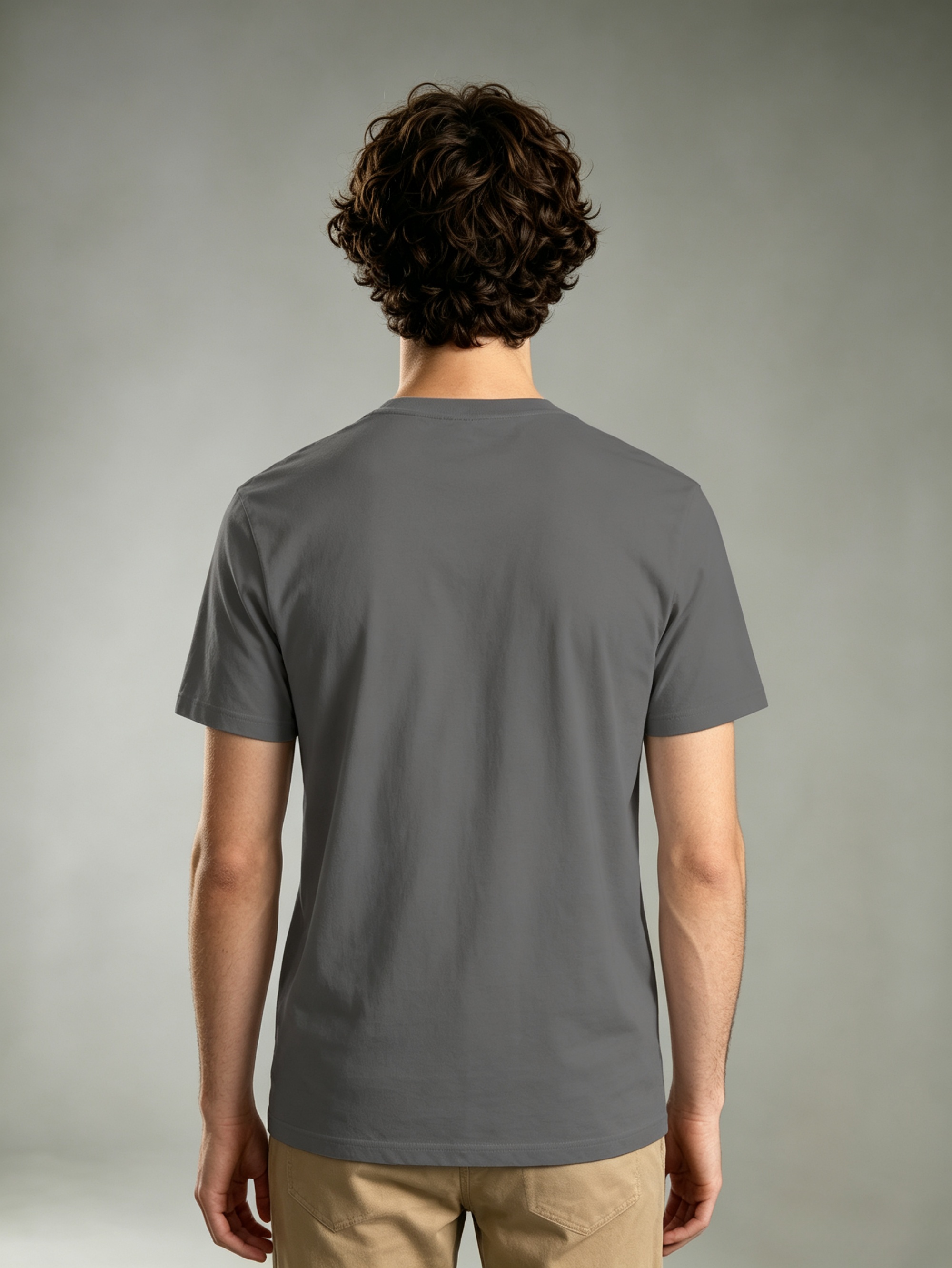 Charcoal Solid Round Neck Regular T-Shirt