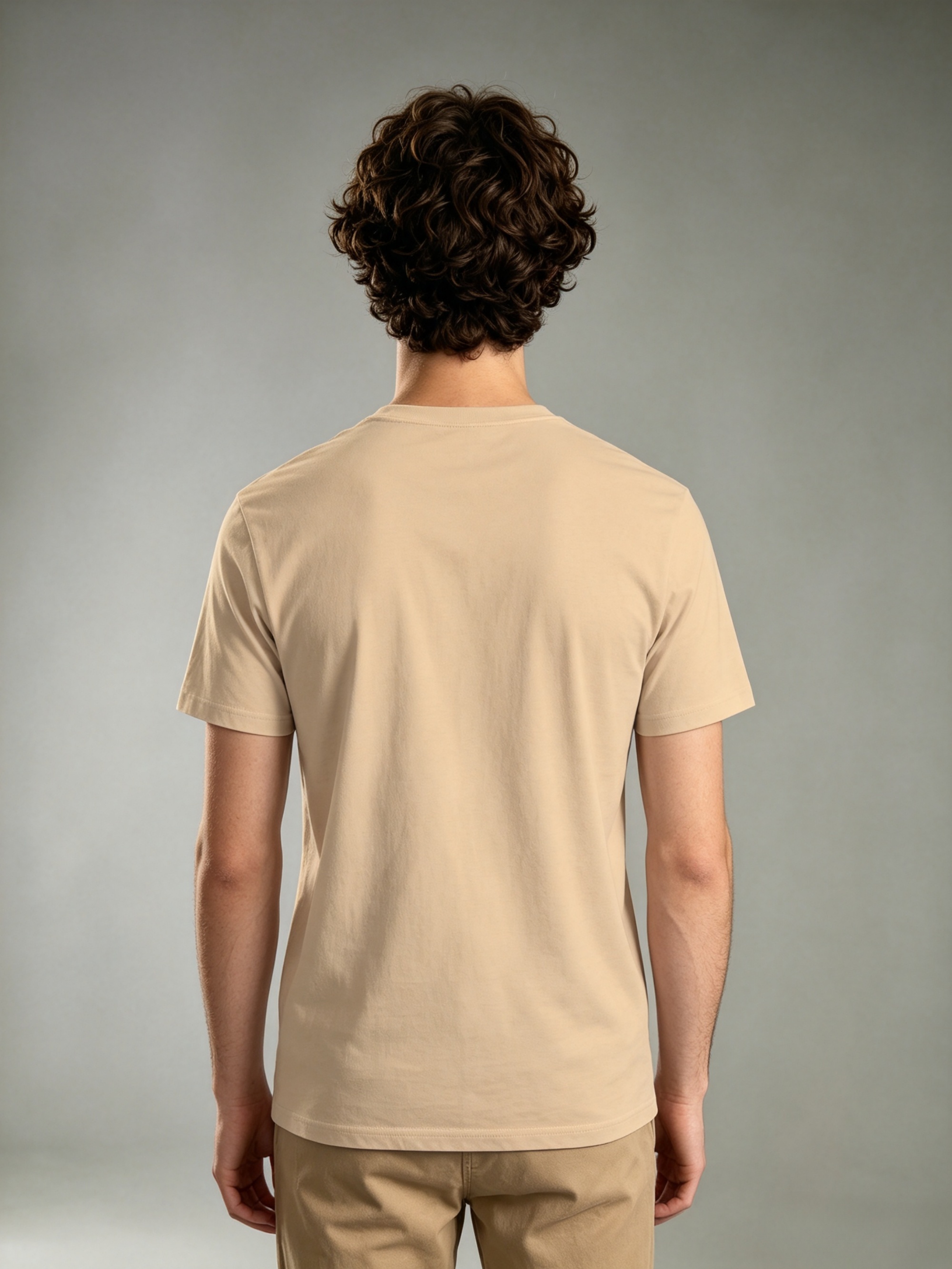 Khaki Solid Round Neck Regular T-Shirt