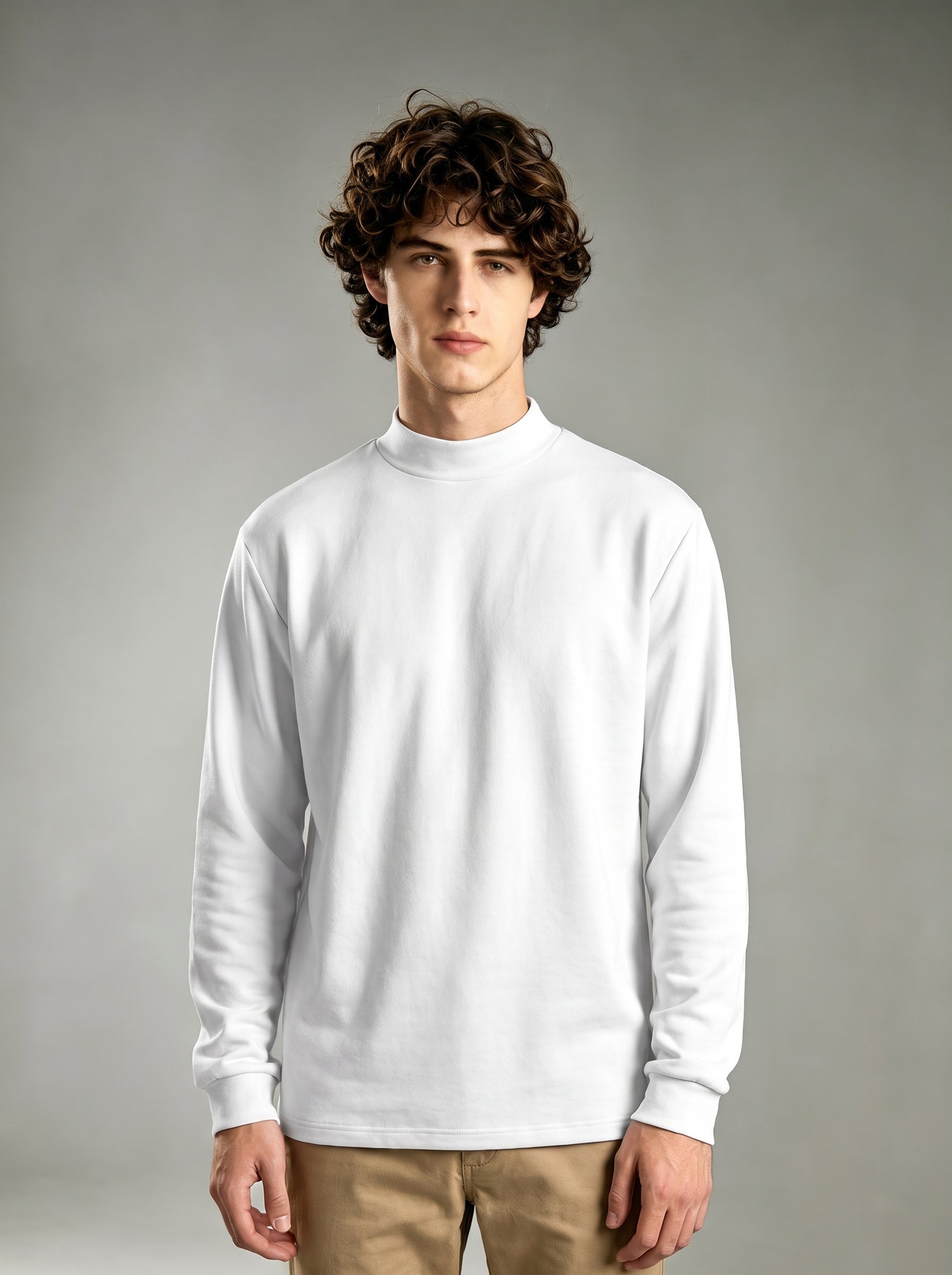 White Solid Polo Neck Regular T-Shirt