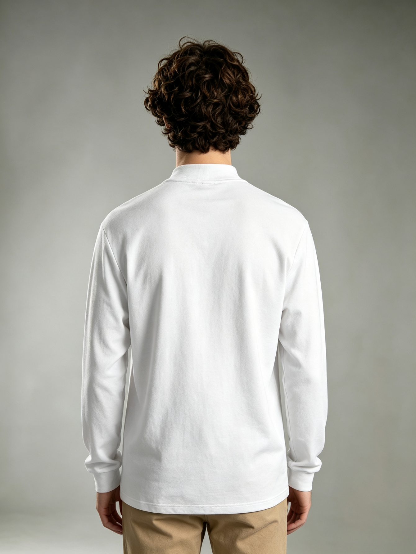 White Solid Polo Neck Regular T-Shirt