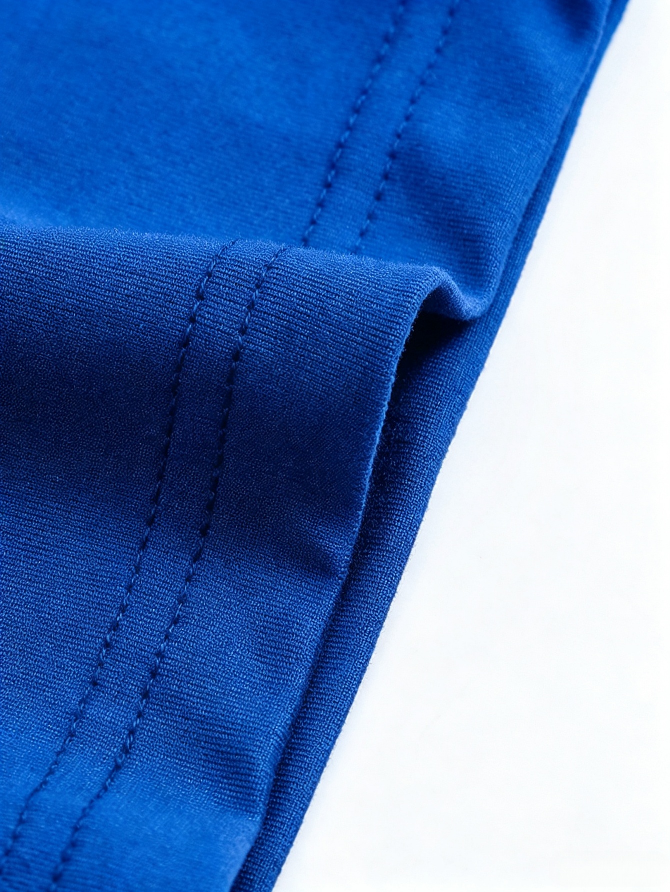 Medium Blue Solid High Neck Regular T-Shirt