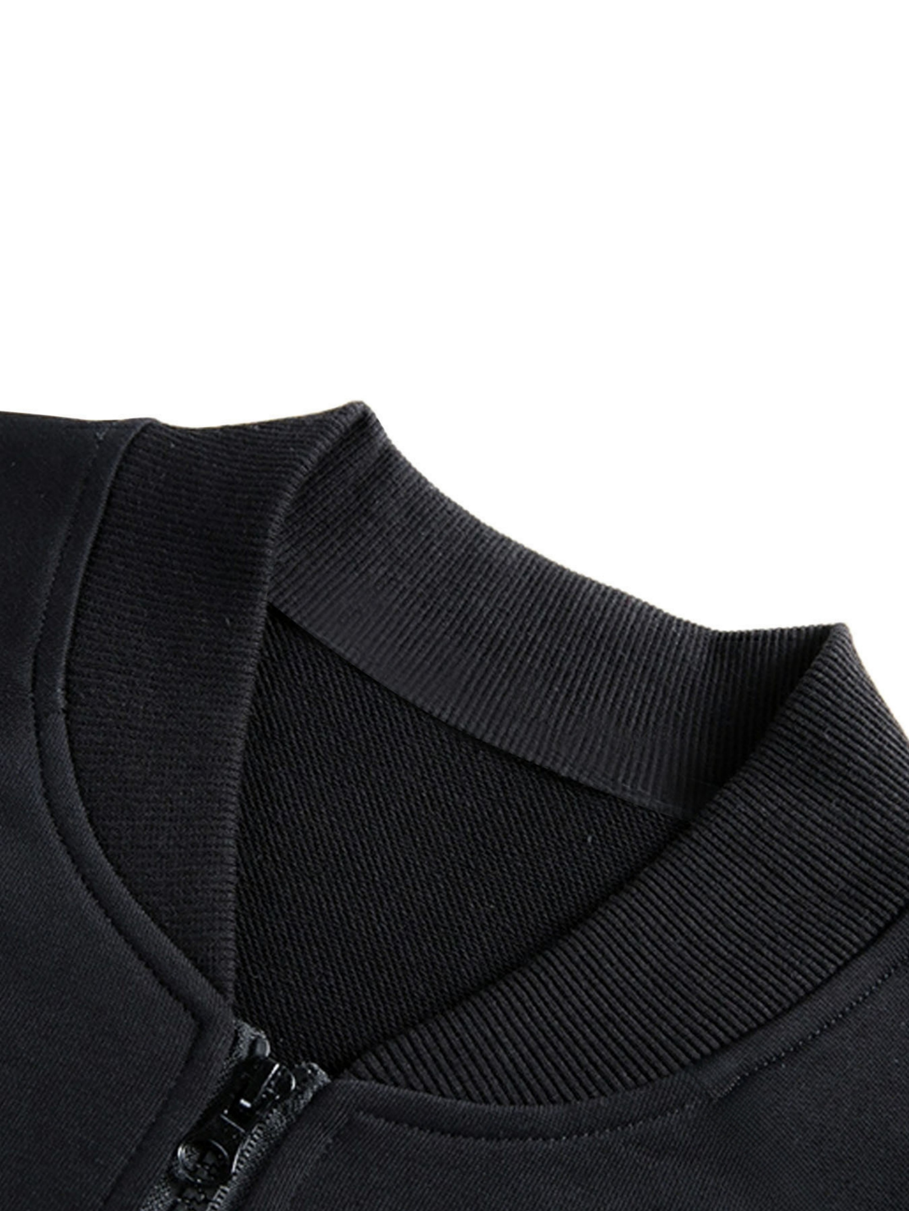 Black Solid Regular Bomber Jacket