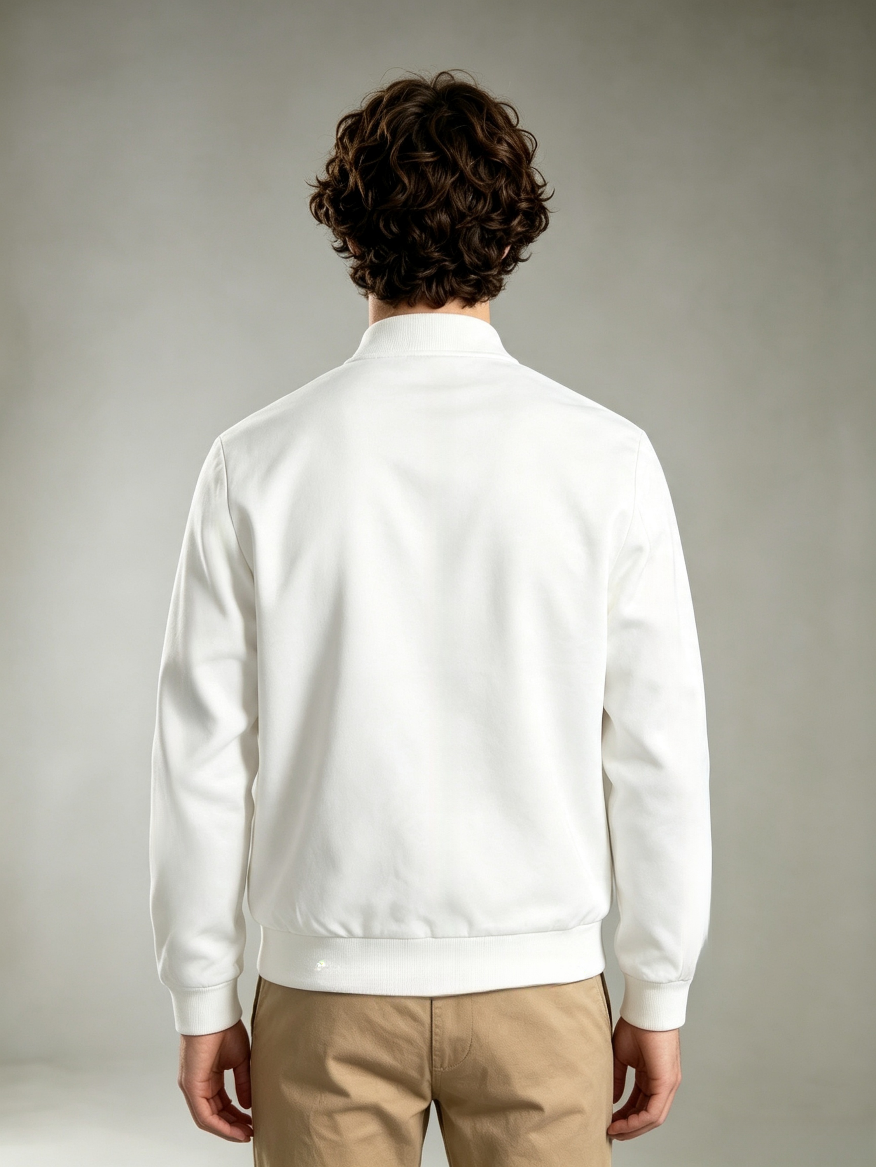 White Color Block Regular Bomber Jacket