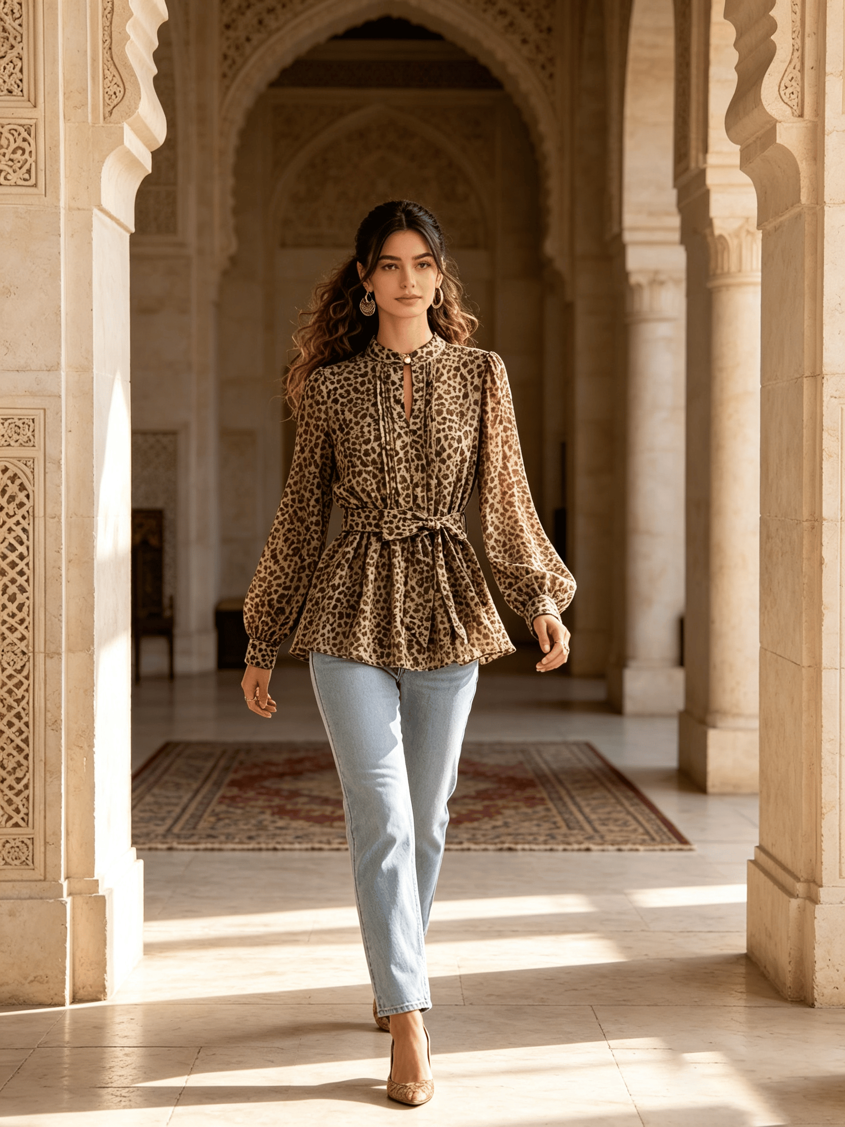 Brown Printed Long Sleeves Regular Shirt