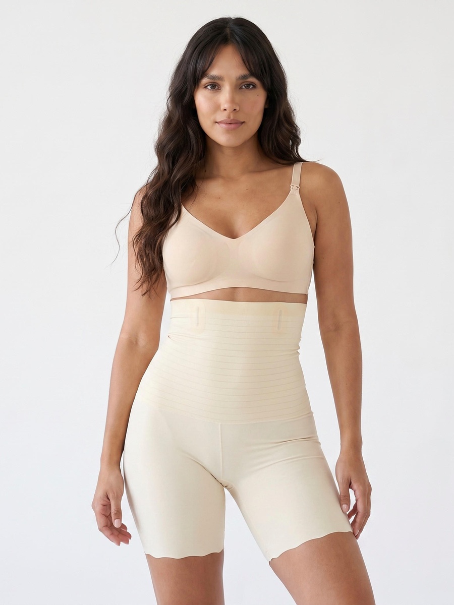 Postpartum High Waist Shapewear Shorts with Stretch Fabric