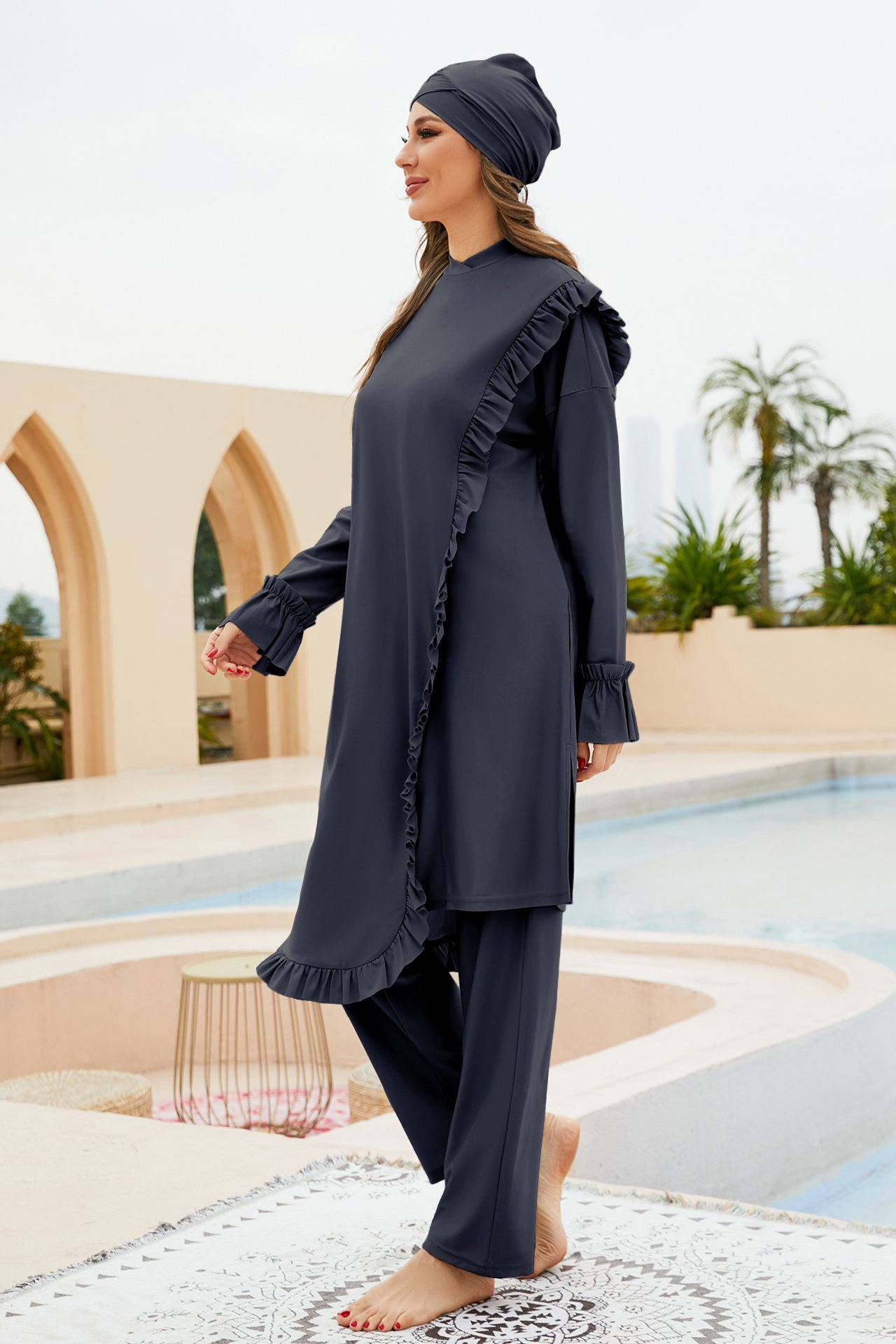 Dark Blue Solid Burkini