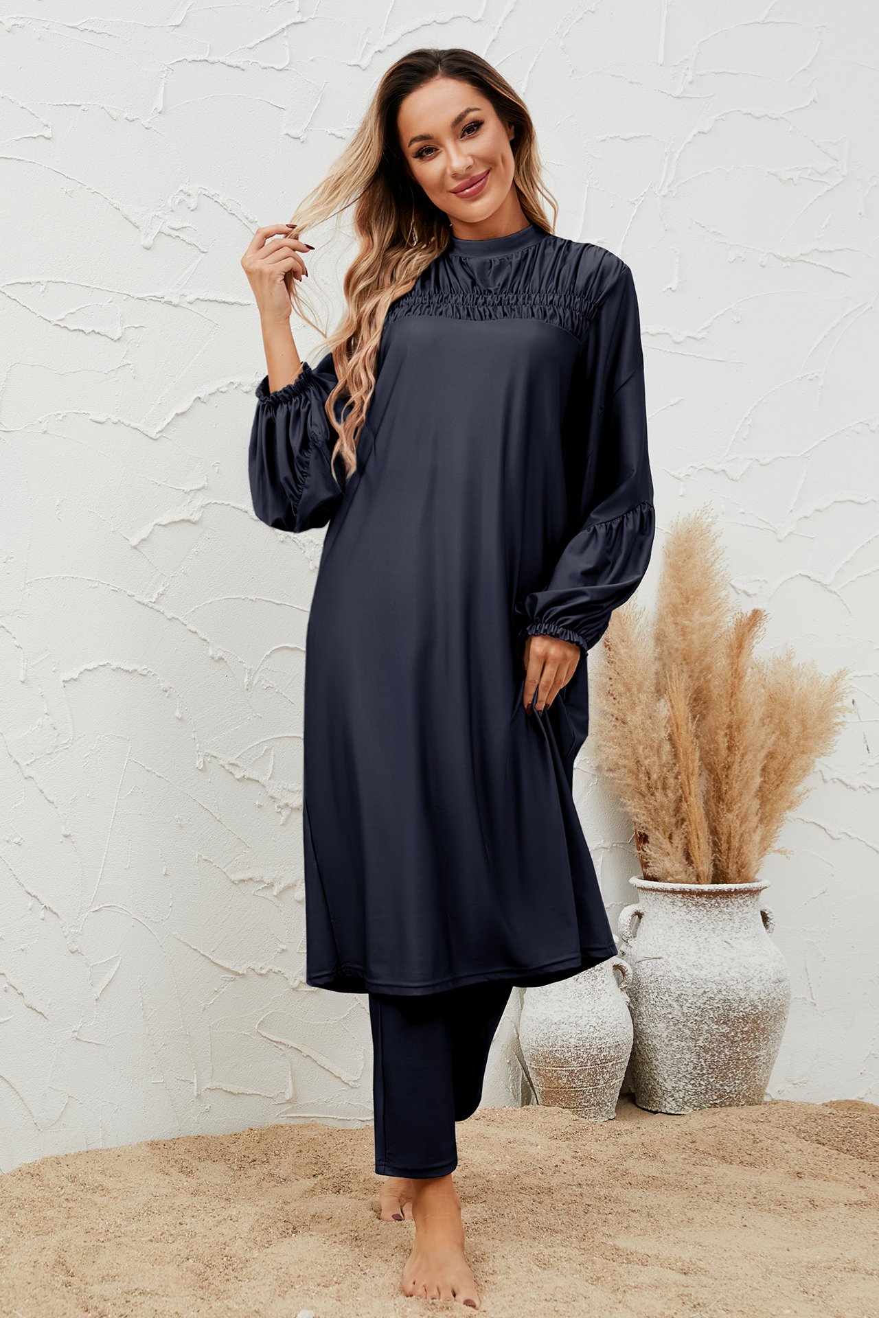 Navy Blue Solid Burkini