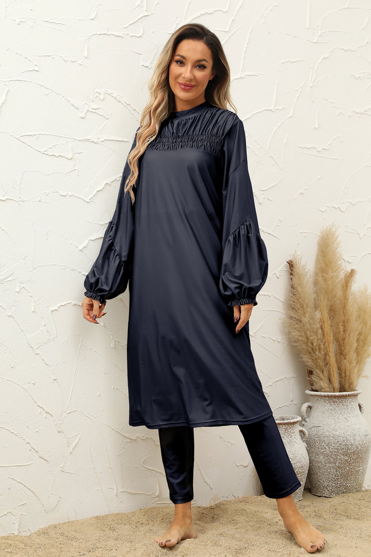 Navy Blue Solid Burkini
