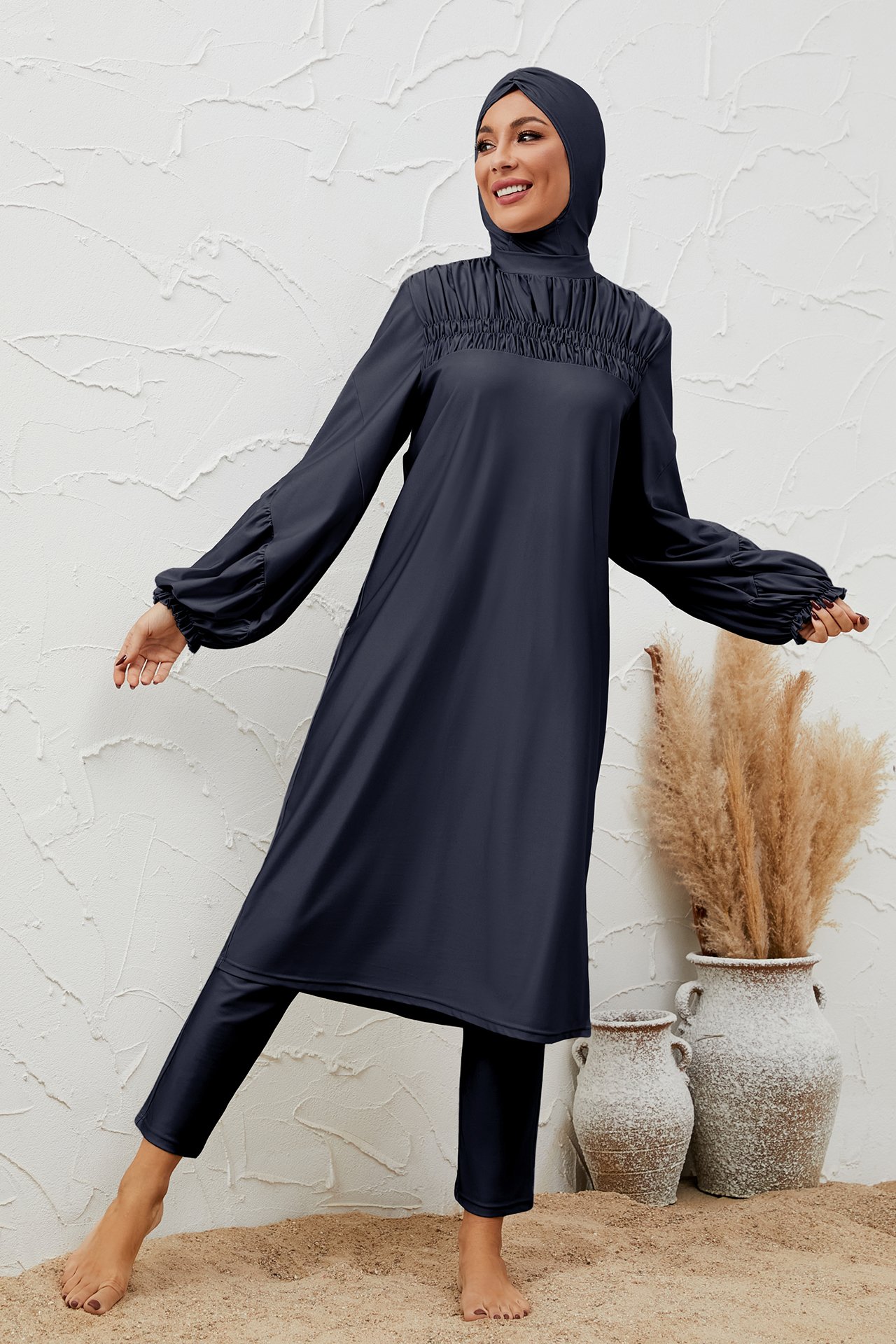 Navy Blue Solid Burkini
