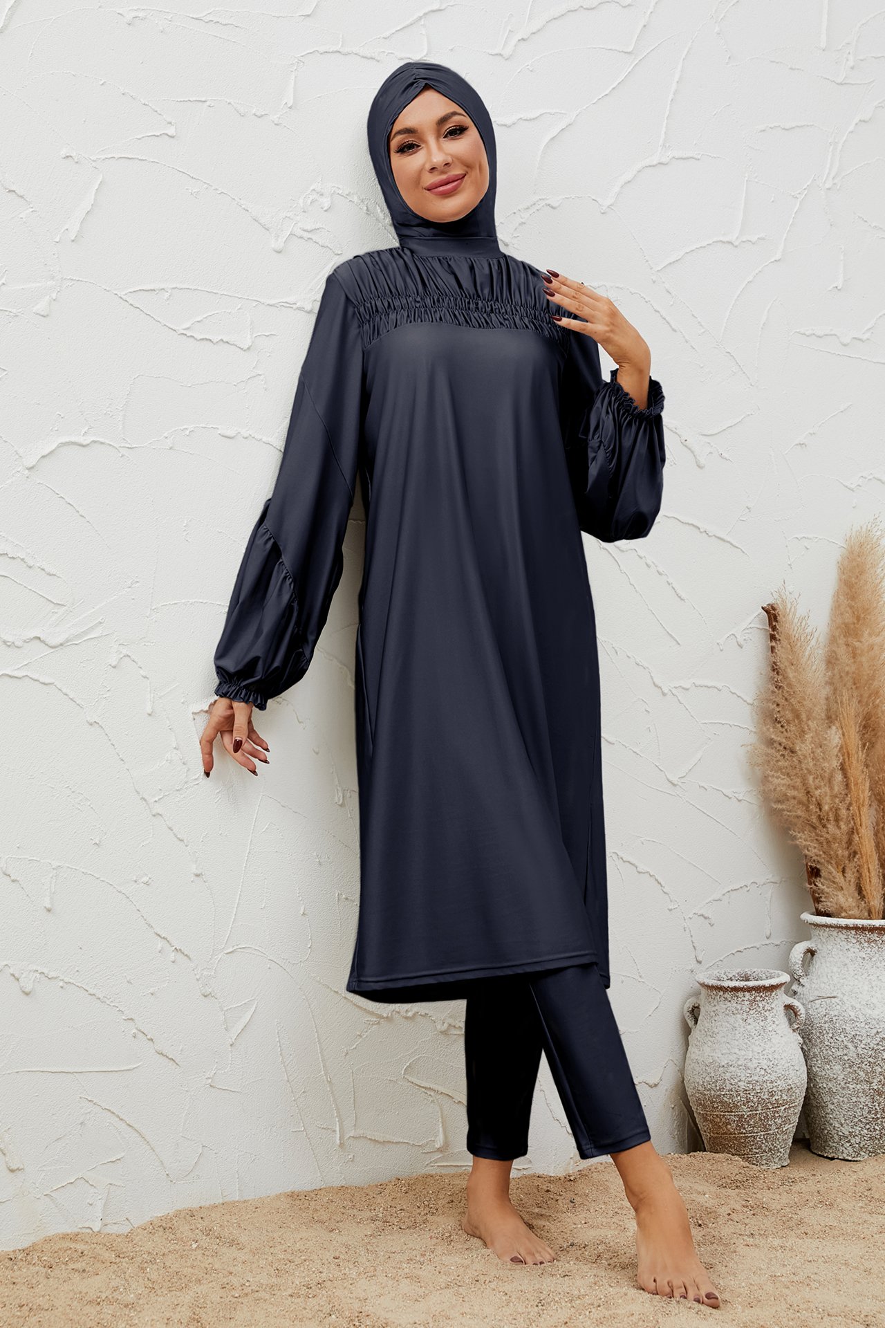 Navy Blue Solid Burkini