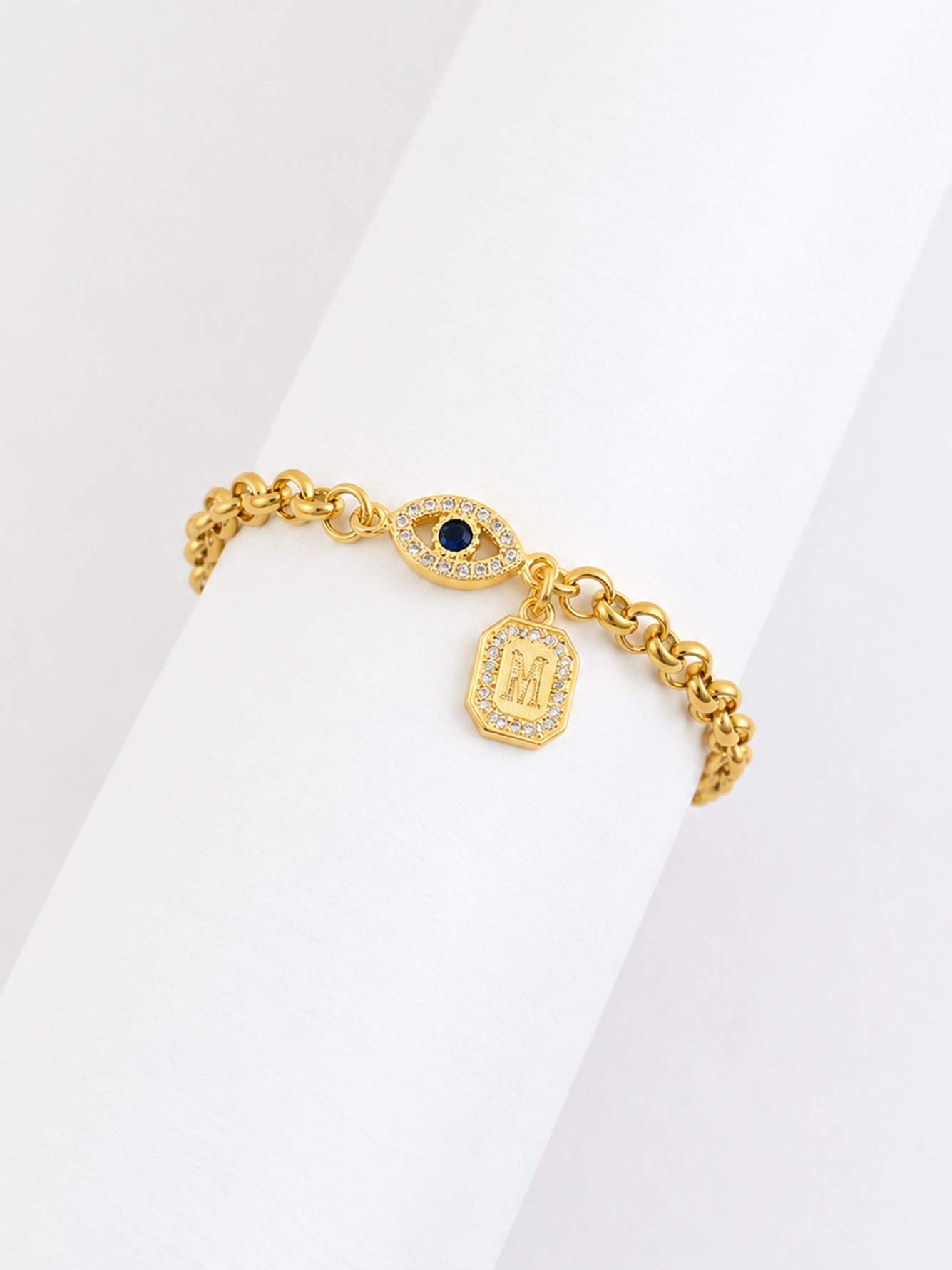 Gold Solid Charm Bracelet