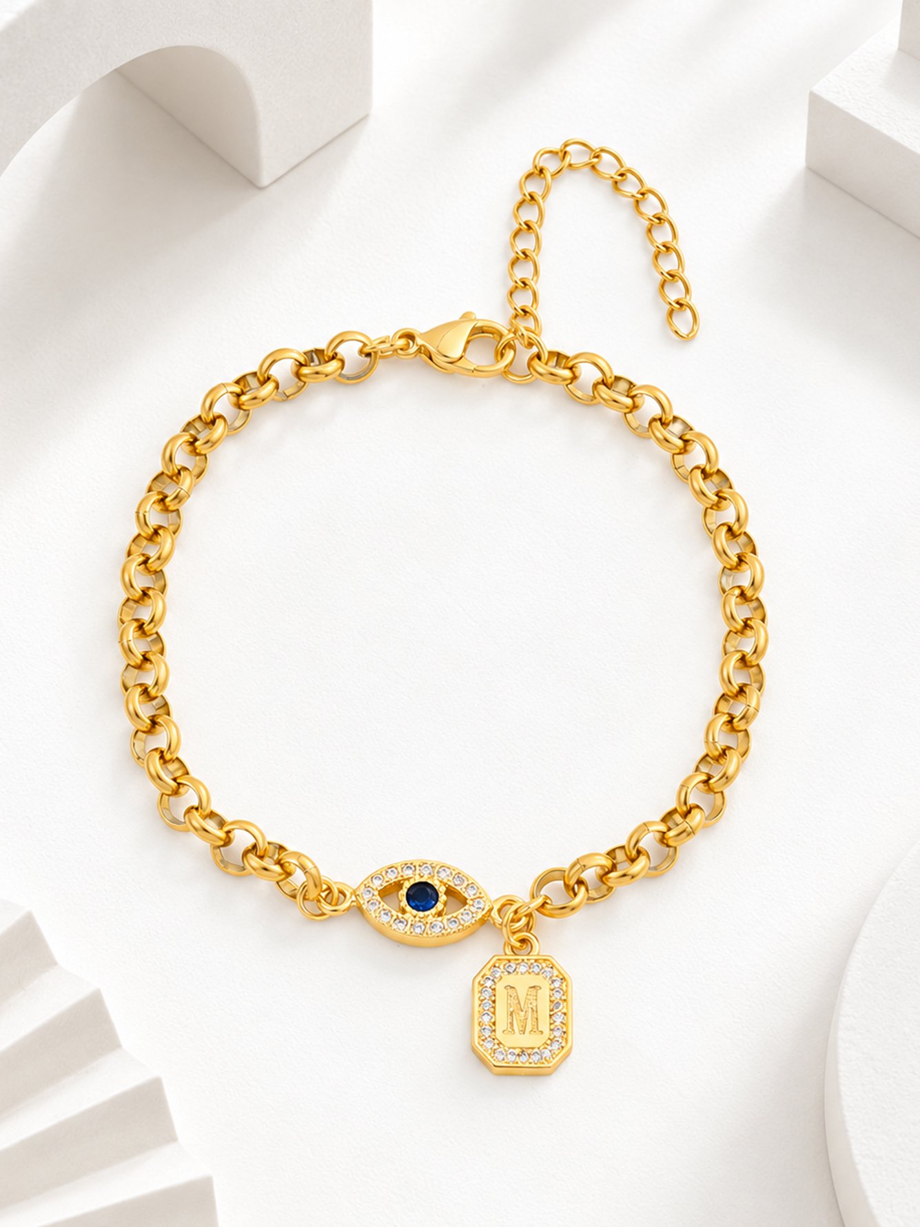 Gold Solid Charm Bracelet