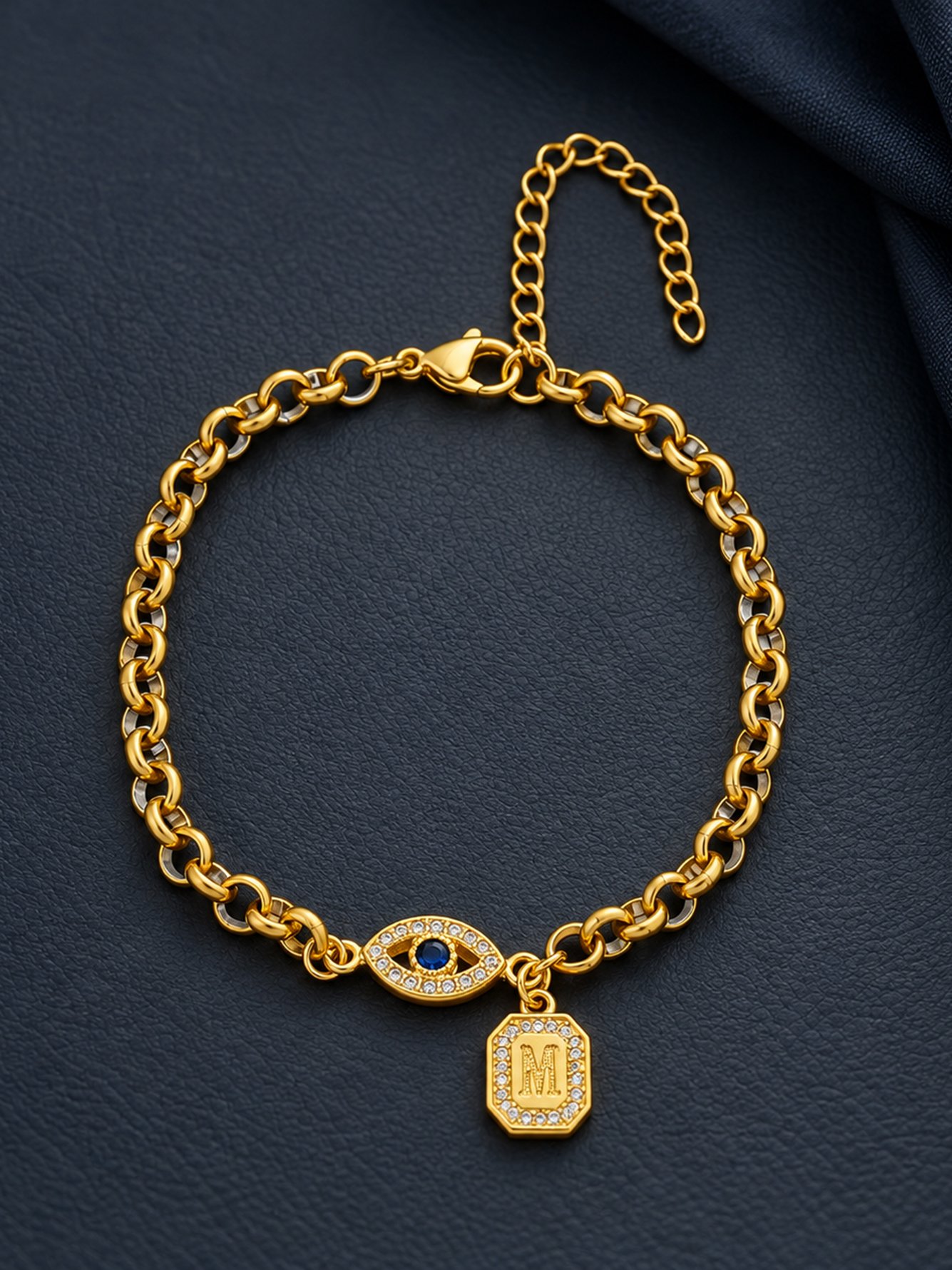 Gold Solid Charm Bracelet
