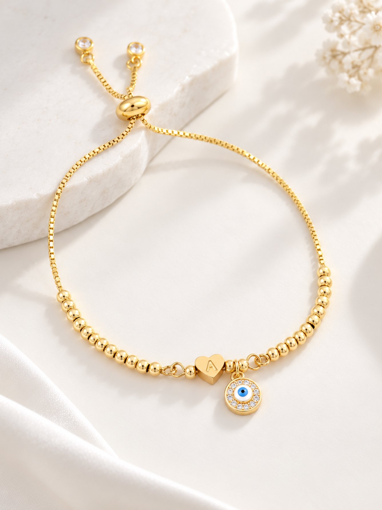 Gold Solid Charm Bracelet
