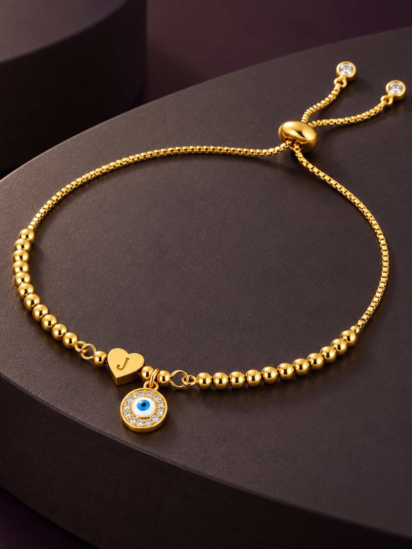 Gold Solid Charm Bracelet