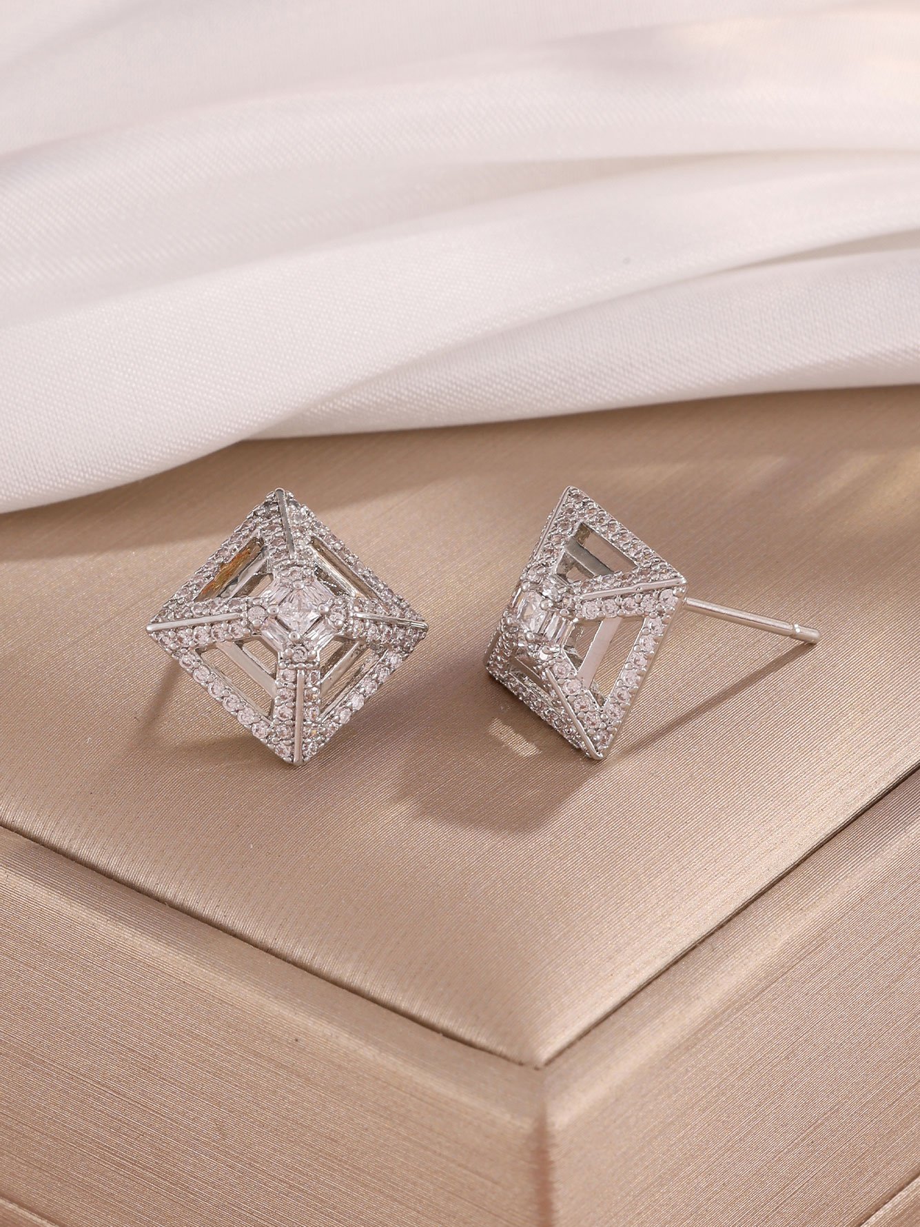 Silver Texture Stud Earrings