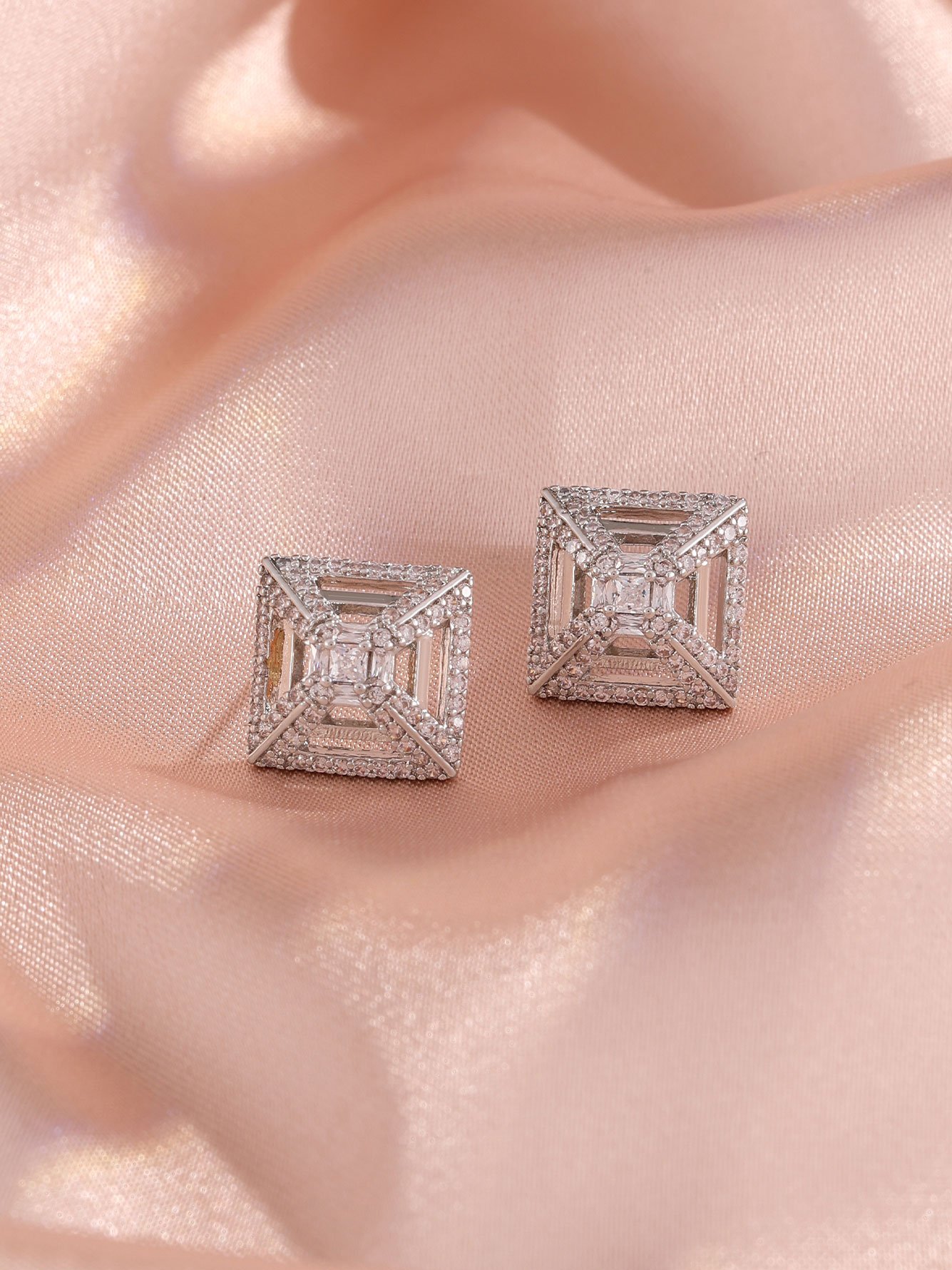 Silver Texture Stud Earrings