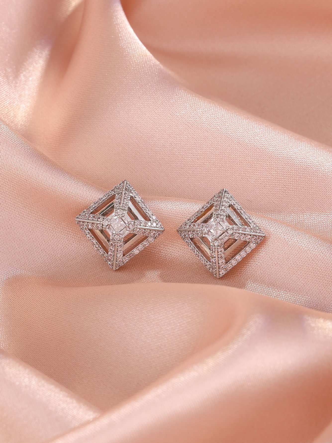 Silver Texture Stud Earrings
