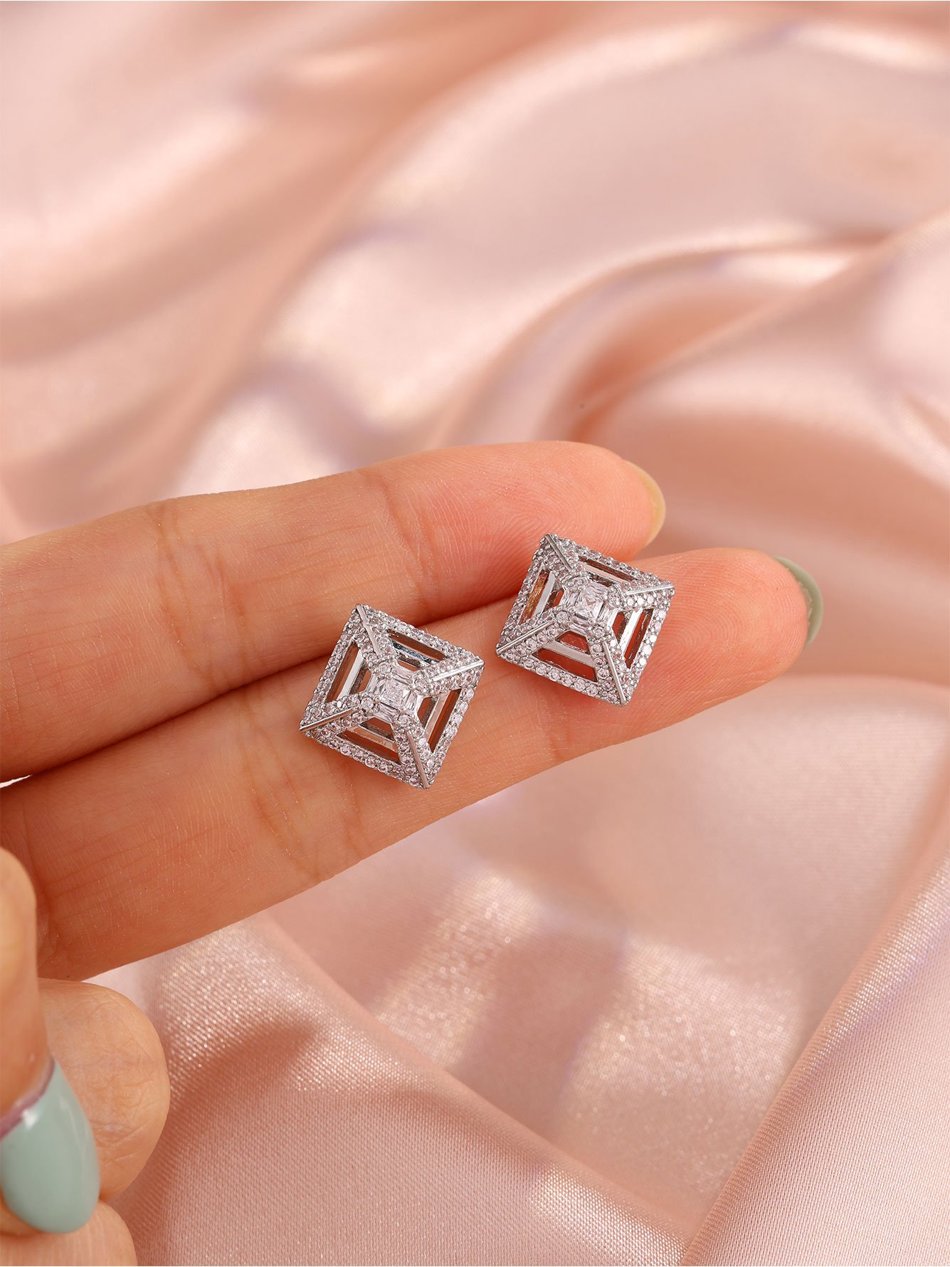 Silver Texture Stud Earrings
