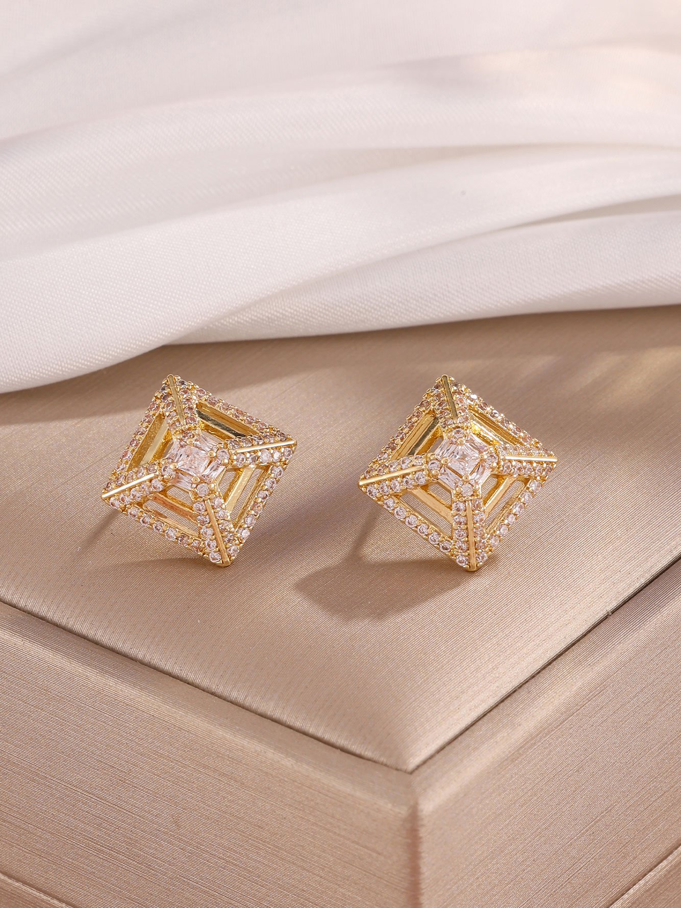 Gold Texture Stud Earrings