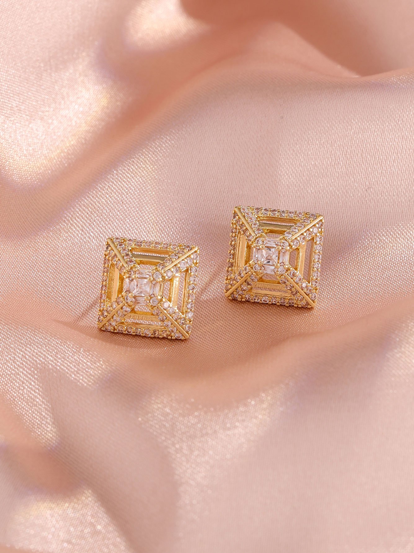 Gold Texture Stud Earrings
